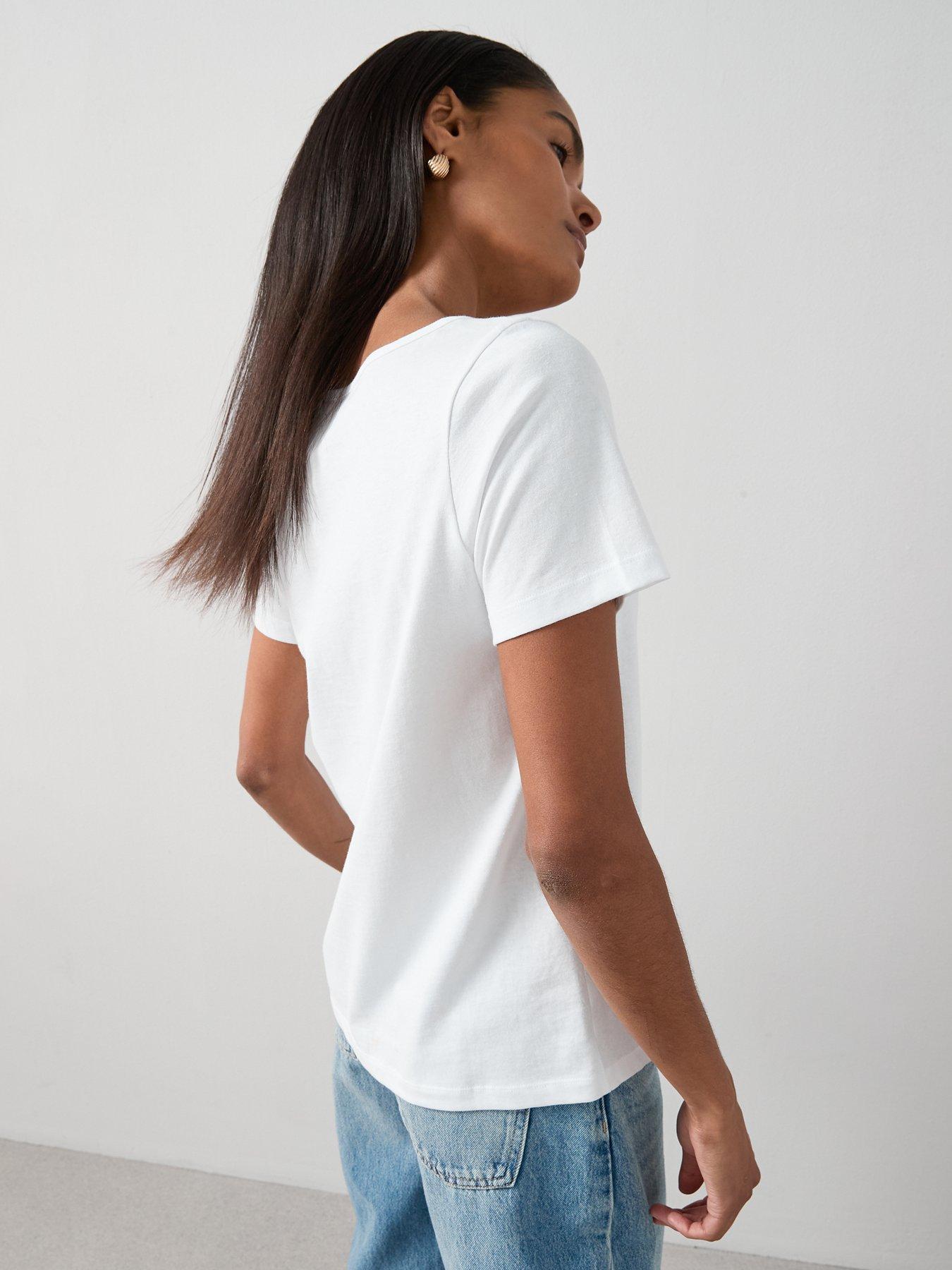 Image 2 of 7 of The Very Collection Womens Scoop Neck Short Sleeve T-Shirt - White