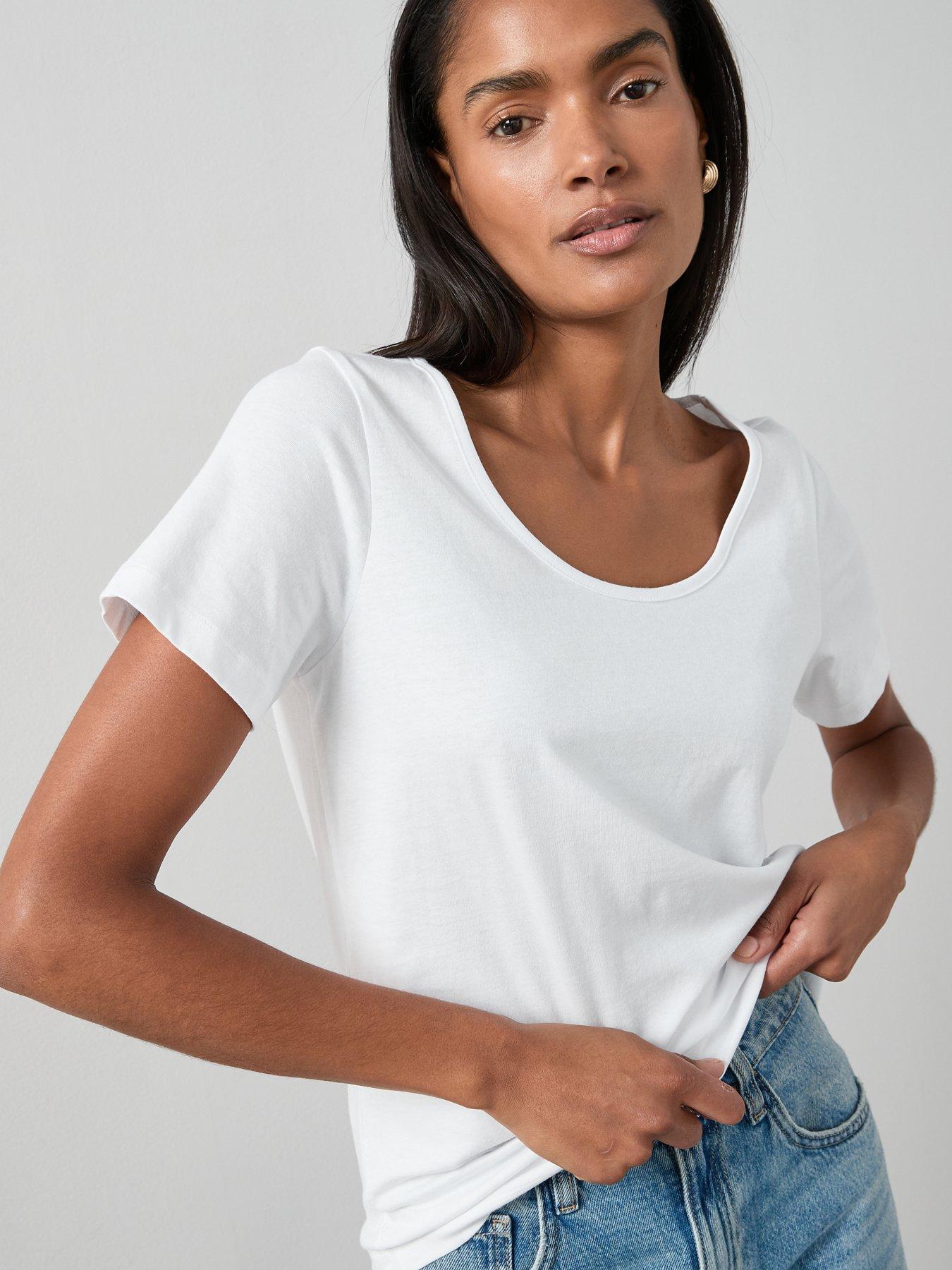 Image 6 of 7 of The Very Collection Womens Scoop Neck Short Sleeve T-Shirt - White
