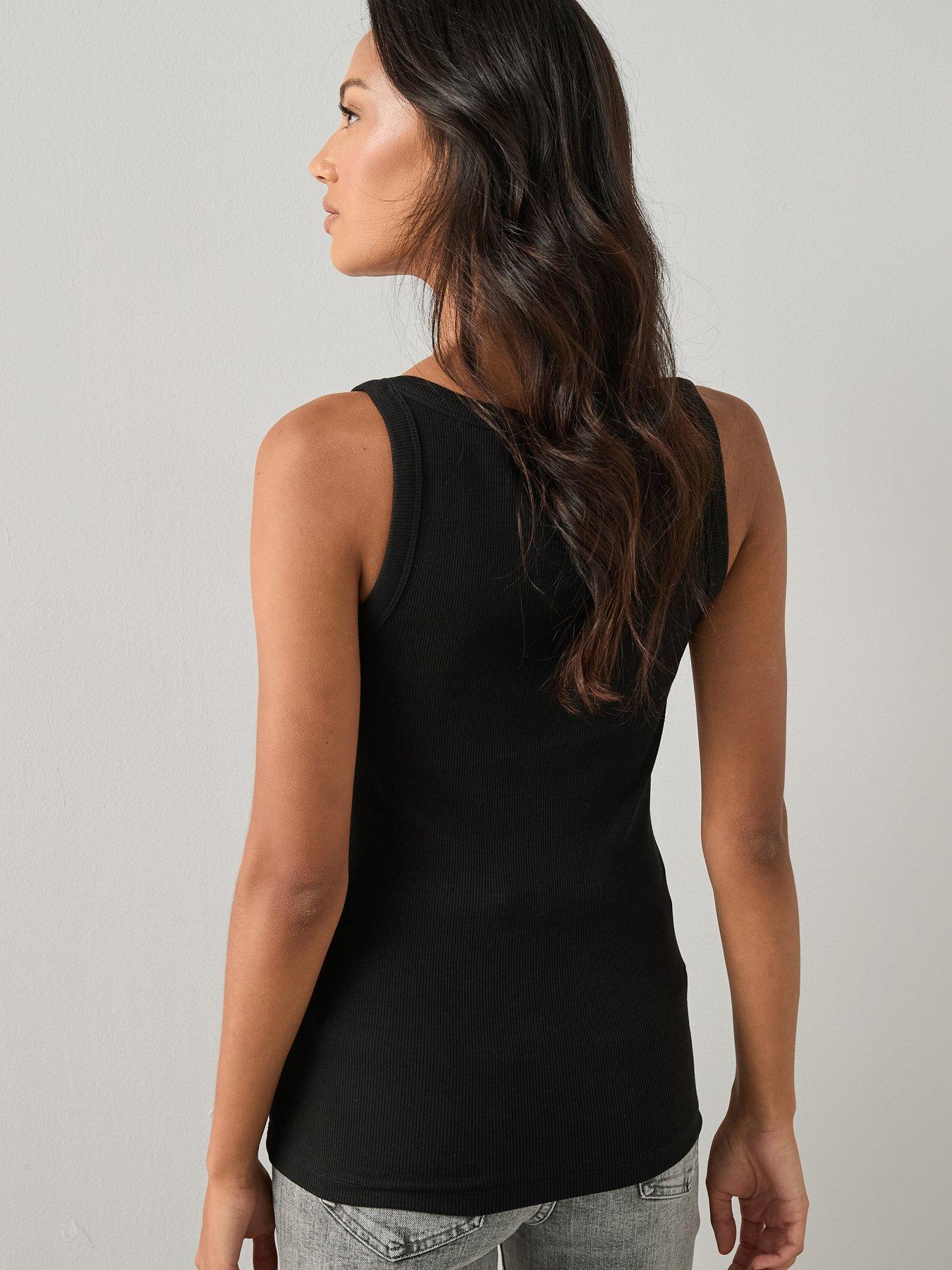  image of v-by-very-essential-rib-scoop-vest-black