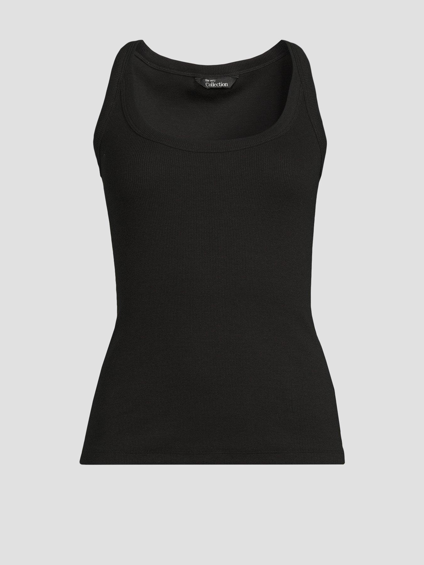 Image 7 of 7 of The Very Collection Womens Ribbed Scoop Neck Vest - Black