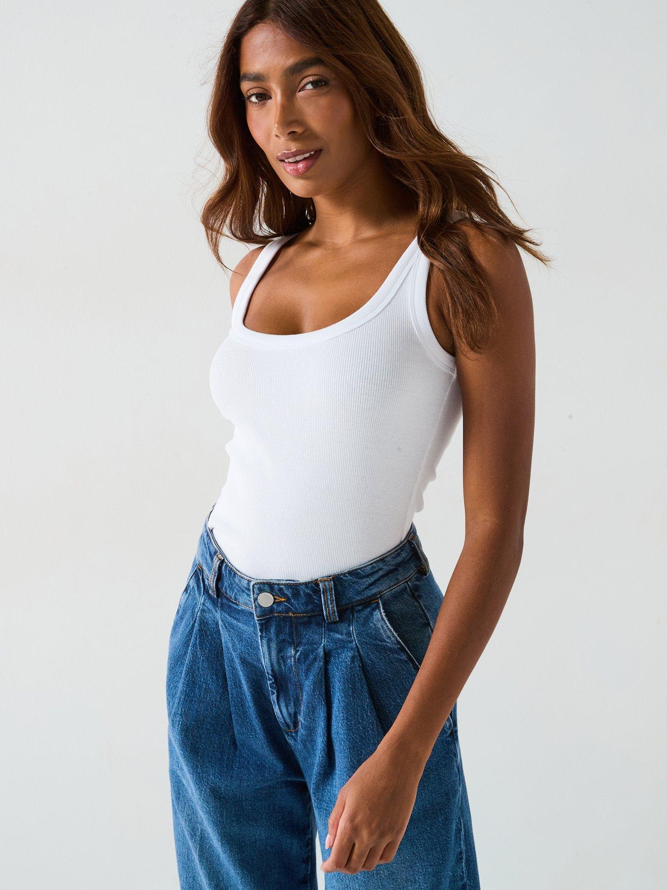 undefined The Essential Rib Vest - White