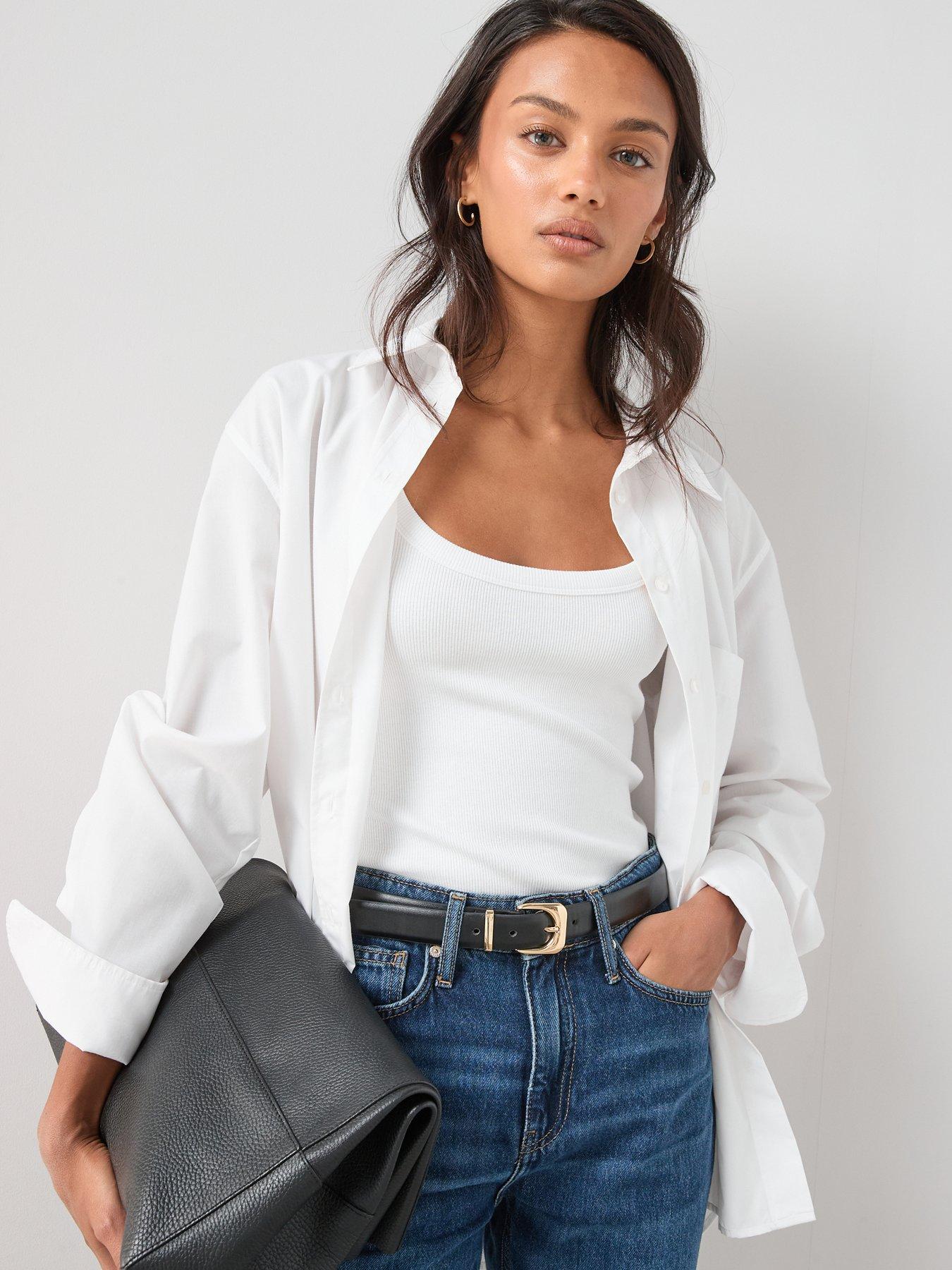 Image 6 of 6 of The Very Collection Scoop Neck Rib Vest - White