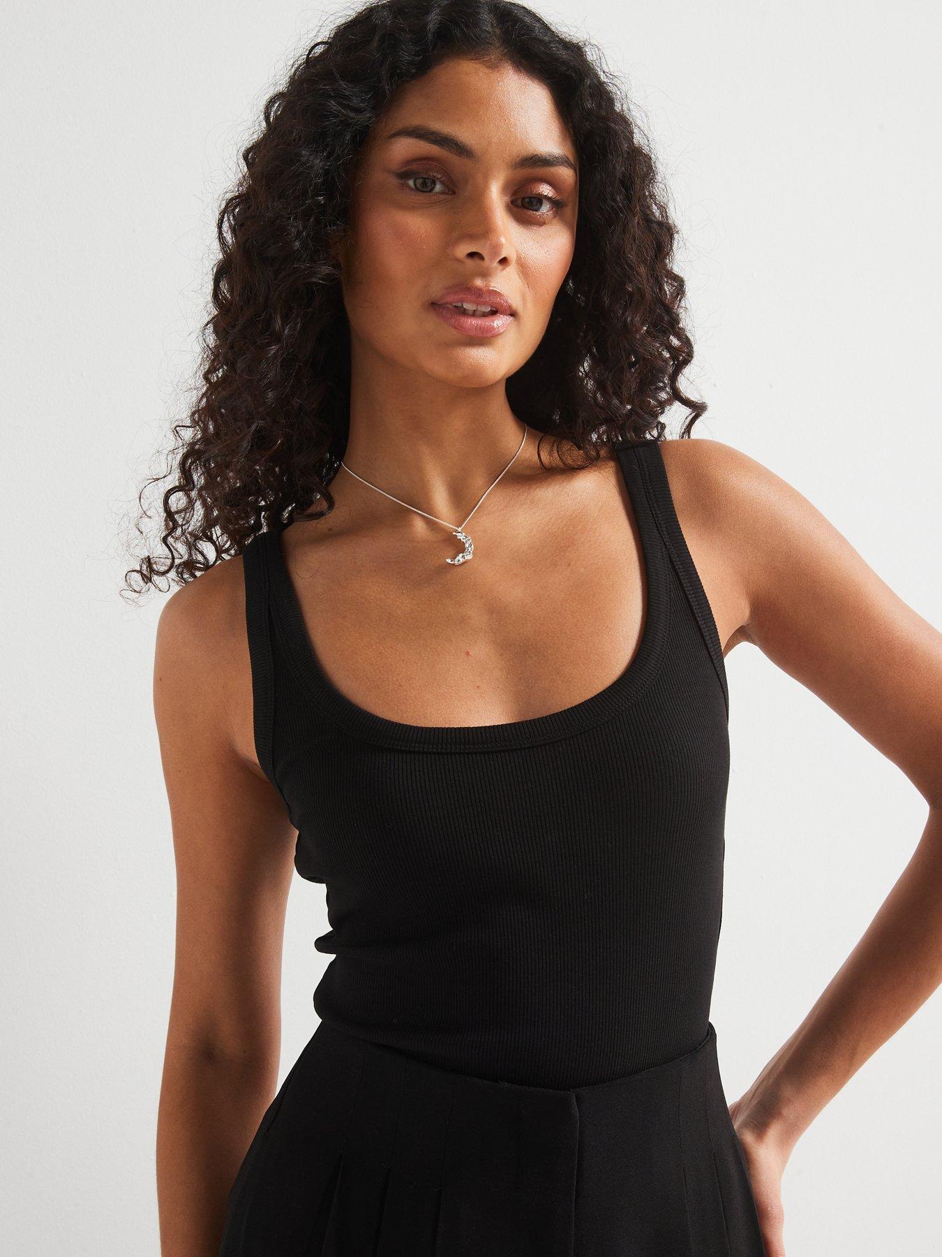 Image 4 of 6 of The Very Collection Tall Scoop Neck Rib Vest - Black