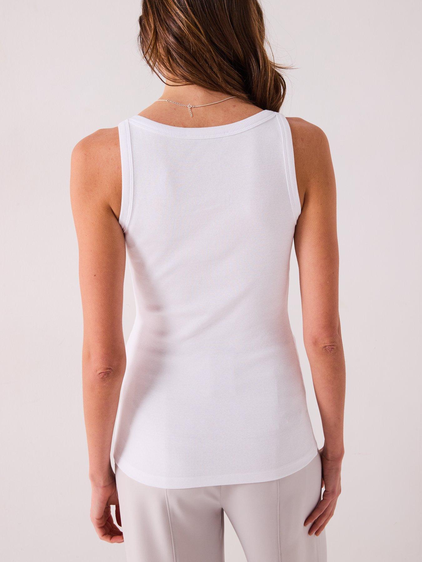 Image 2 of 6 of V by Very Tall Essential Rib Scoop Vest - White
