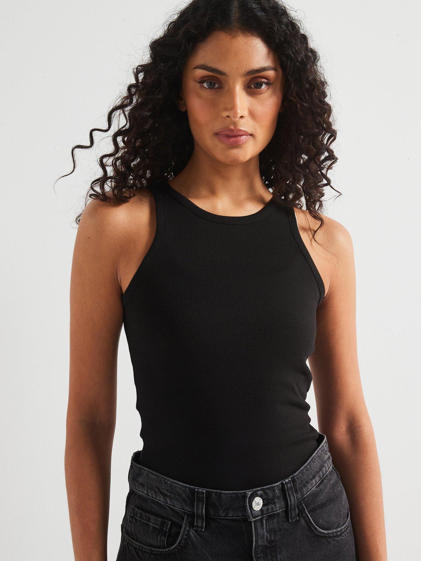 undefined Ribbed Racer Vest - Black