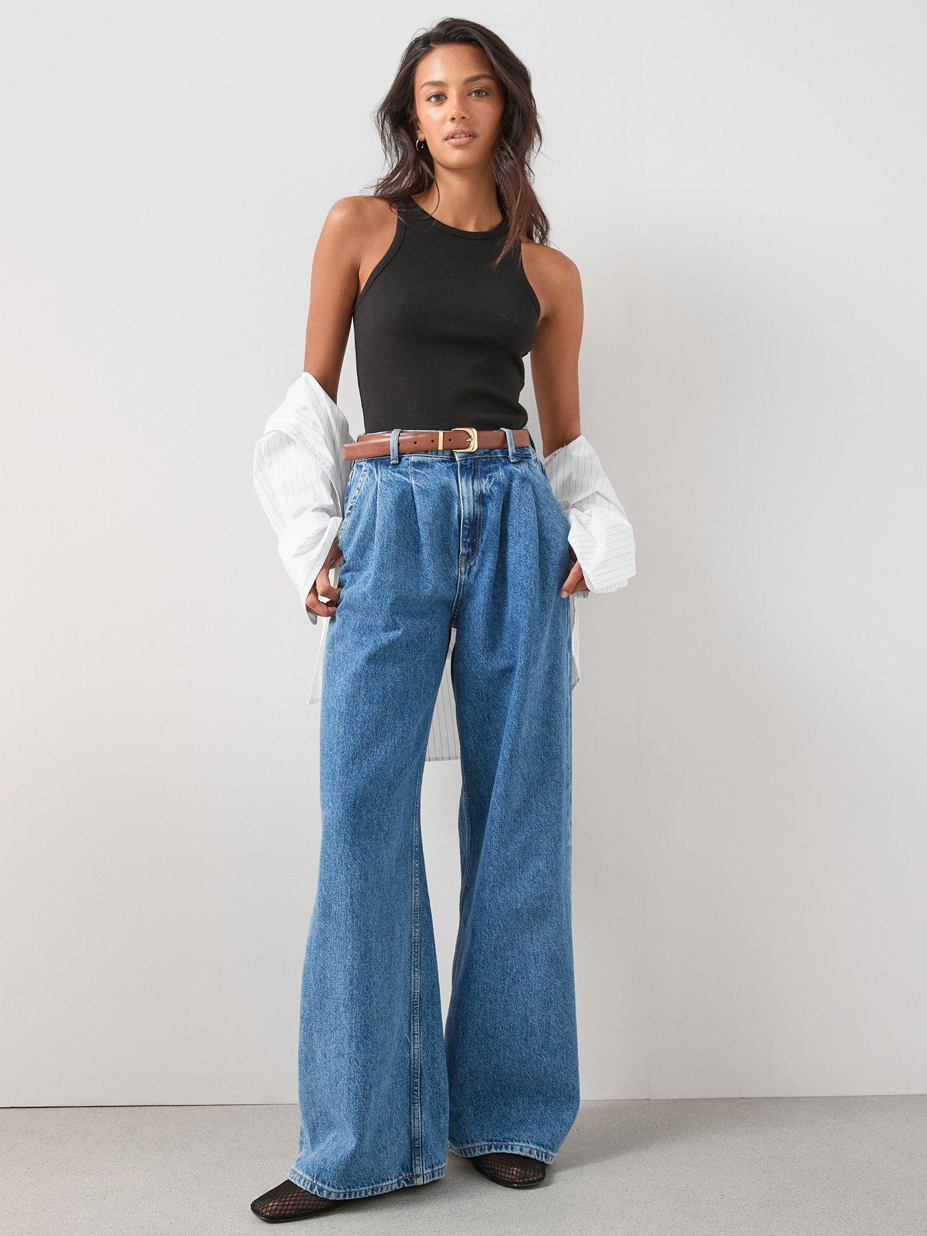  image of v-by-very-ribbed-racer-vest-black