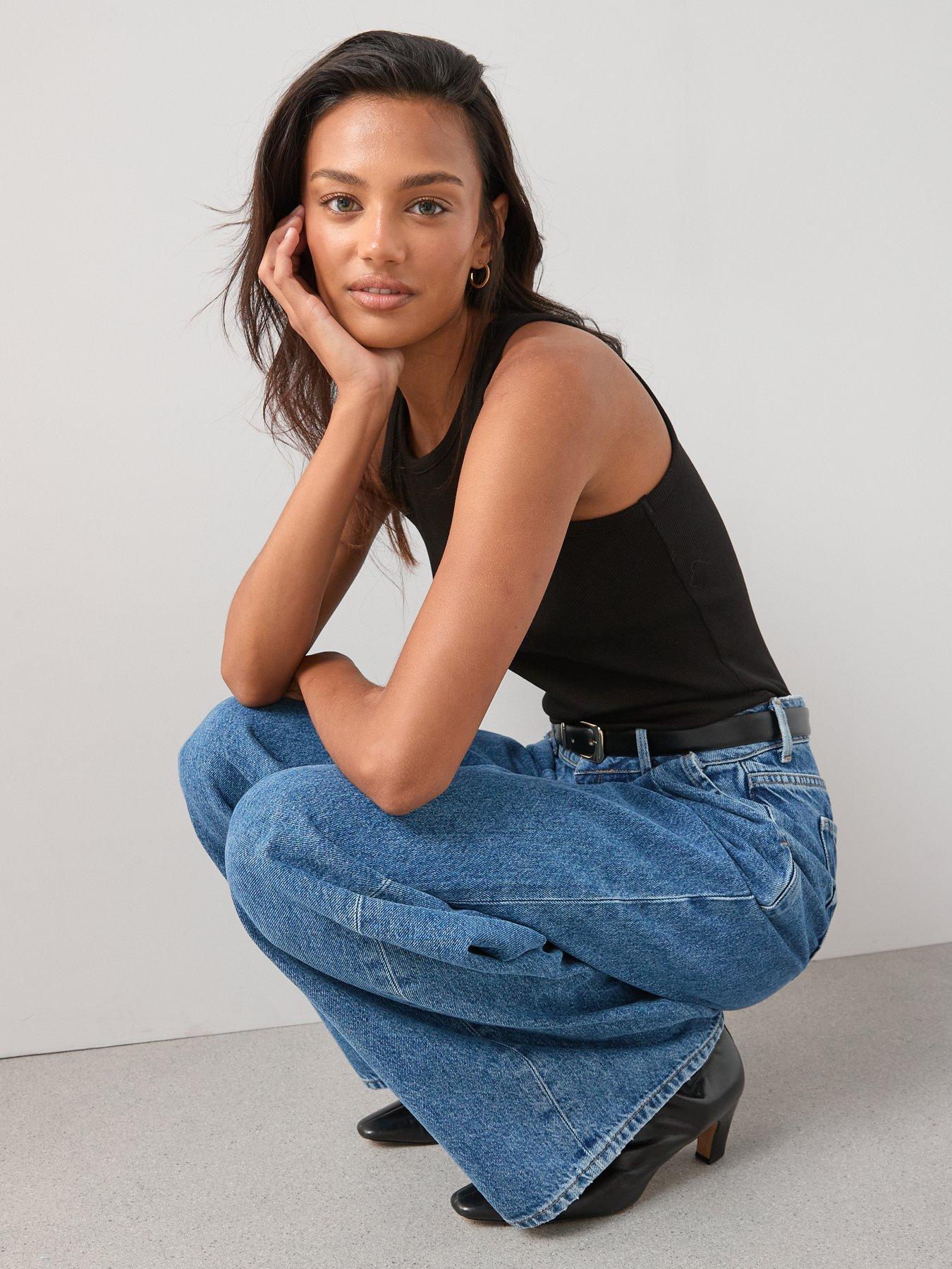  image of v-by-very-ribbed-racer-vest-black