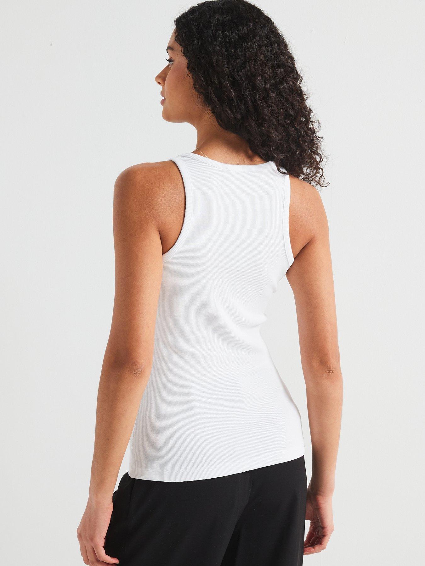 stillFront image of v-by-very-ribbed-racer-vest-white