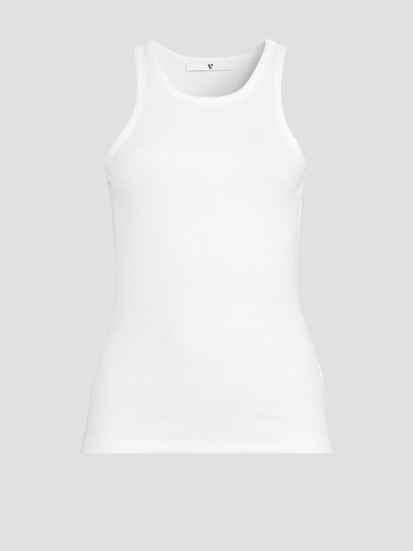 Image 7 of 7 of The Very Collection Womens Ribbed Racer Neck Longline Vest - White