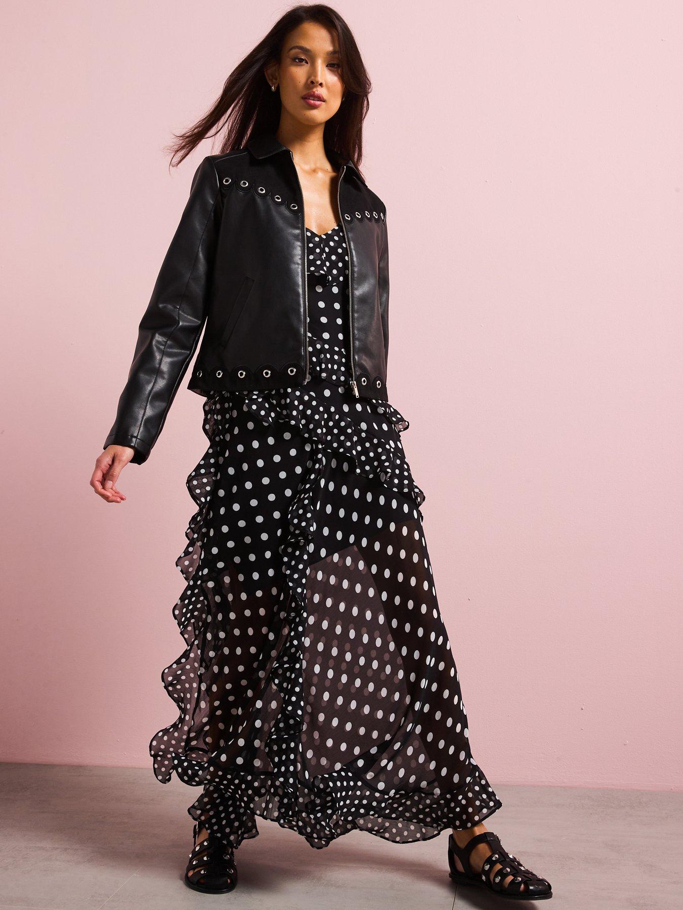  image of v-by-very-eyelet-detail-faux-leather-amp-suede-jacket-black