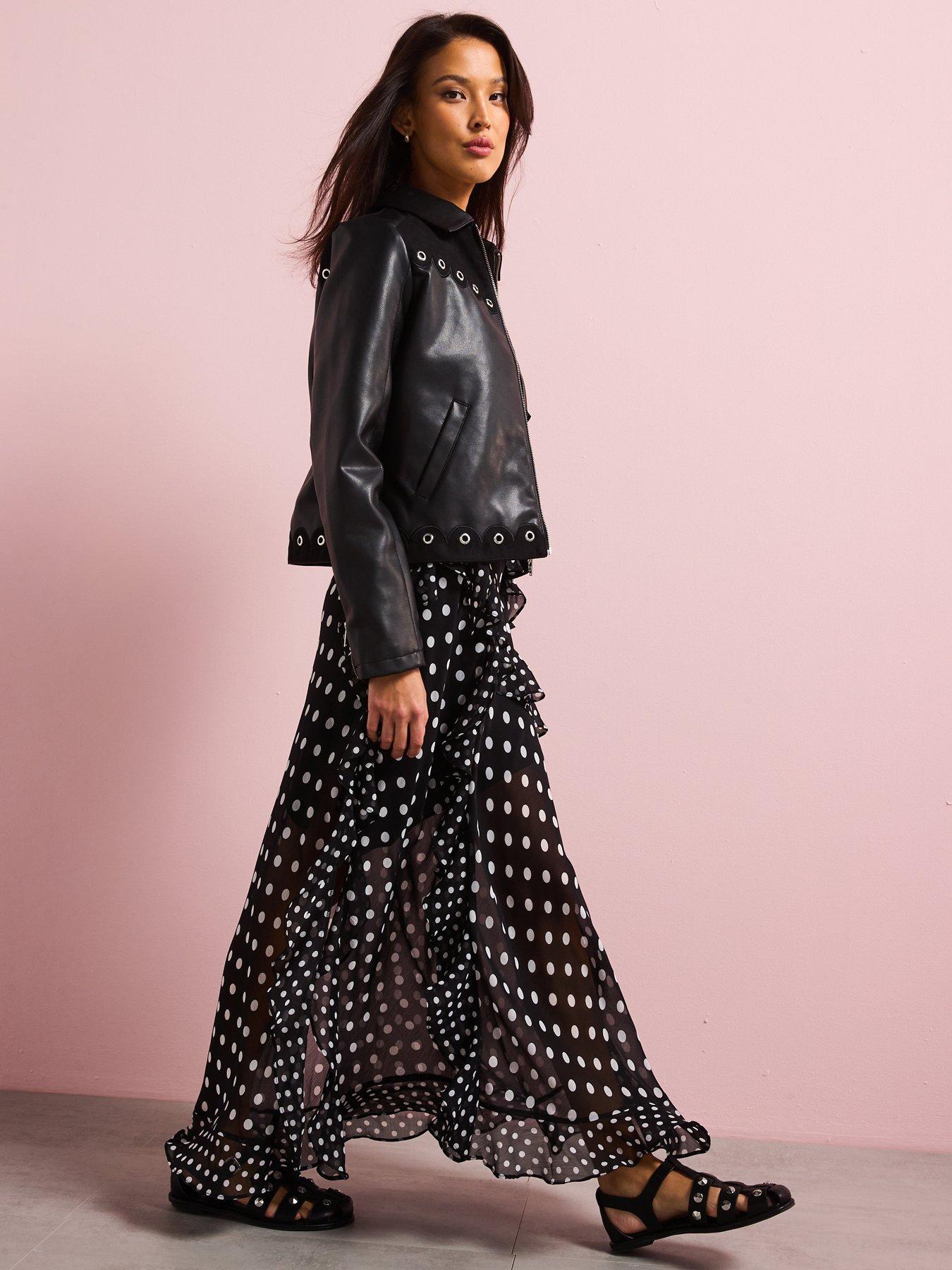  image of v-by-very-eyelet-detail-faux-leather-amp-suede-jacket-black