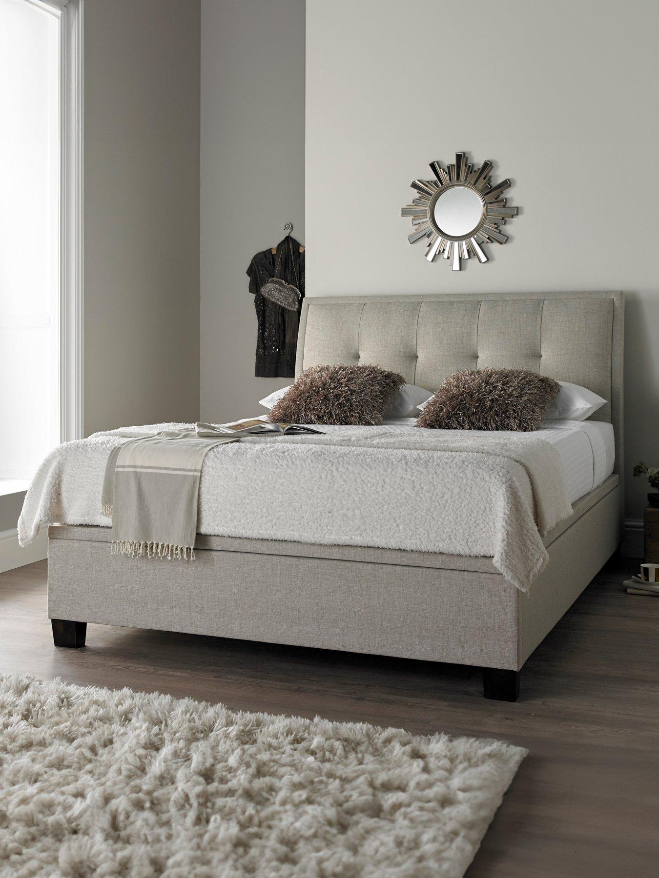  image of very-home-livingstone-fabric-ottoman-storage-bed-frame-with-airsprungnbspmattress-options-buy-and-save-slate-oatmeal
