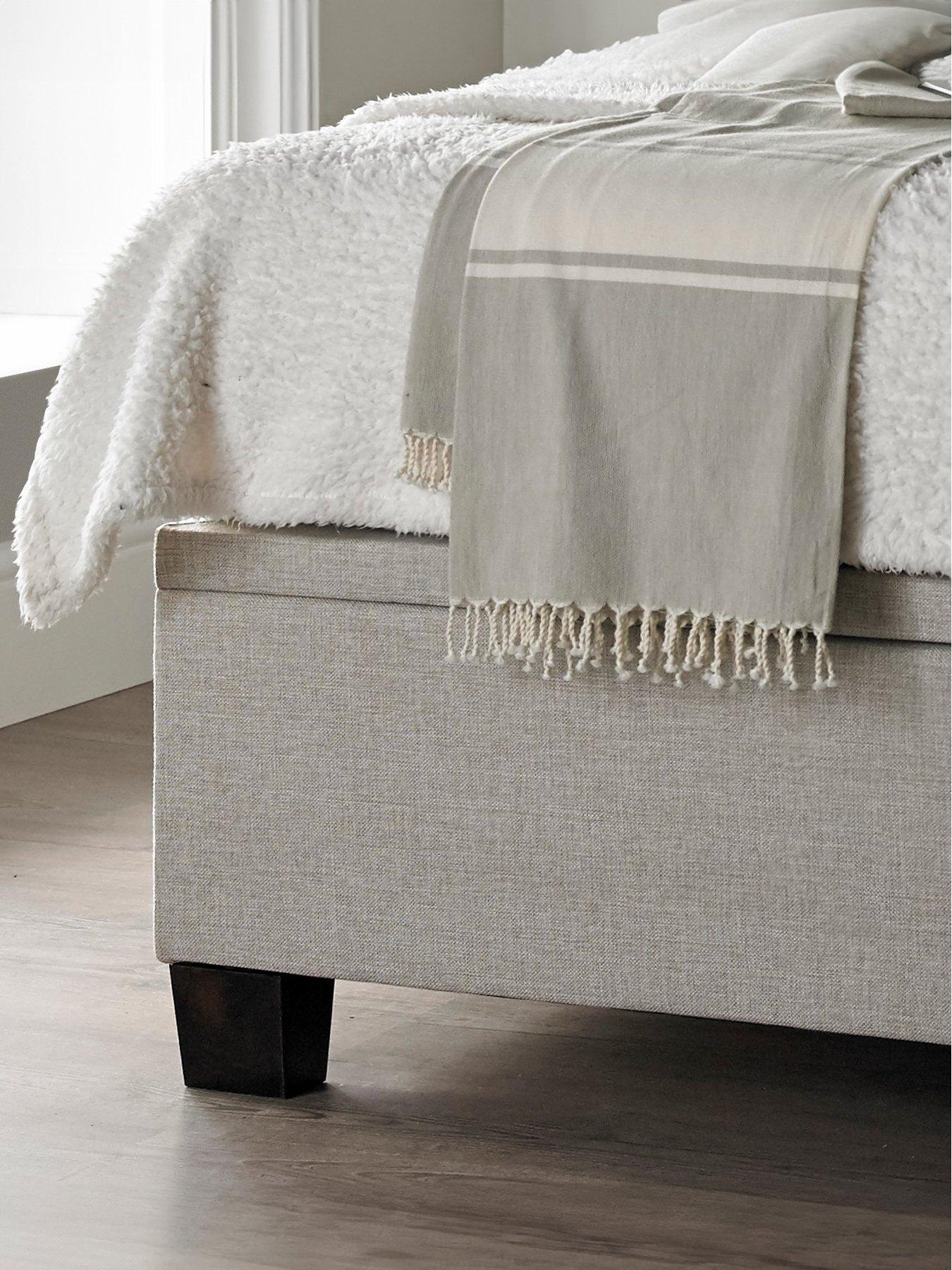  image of very-home-livingstone-fabric-ottoman-storage-bed-frame-with-airsprungnbspmattress-options-buy-and-save-slate-oatmeal