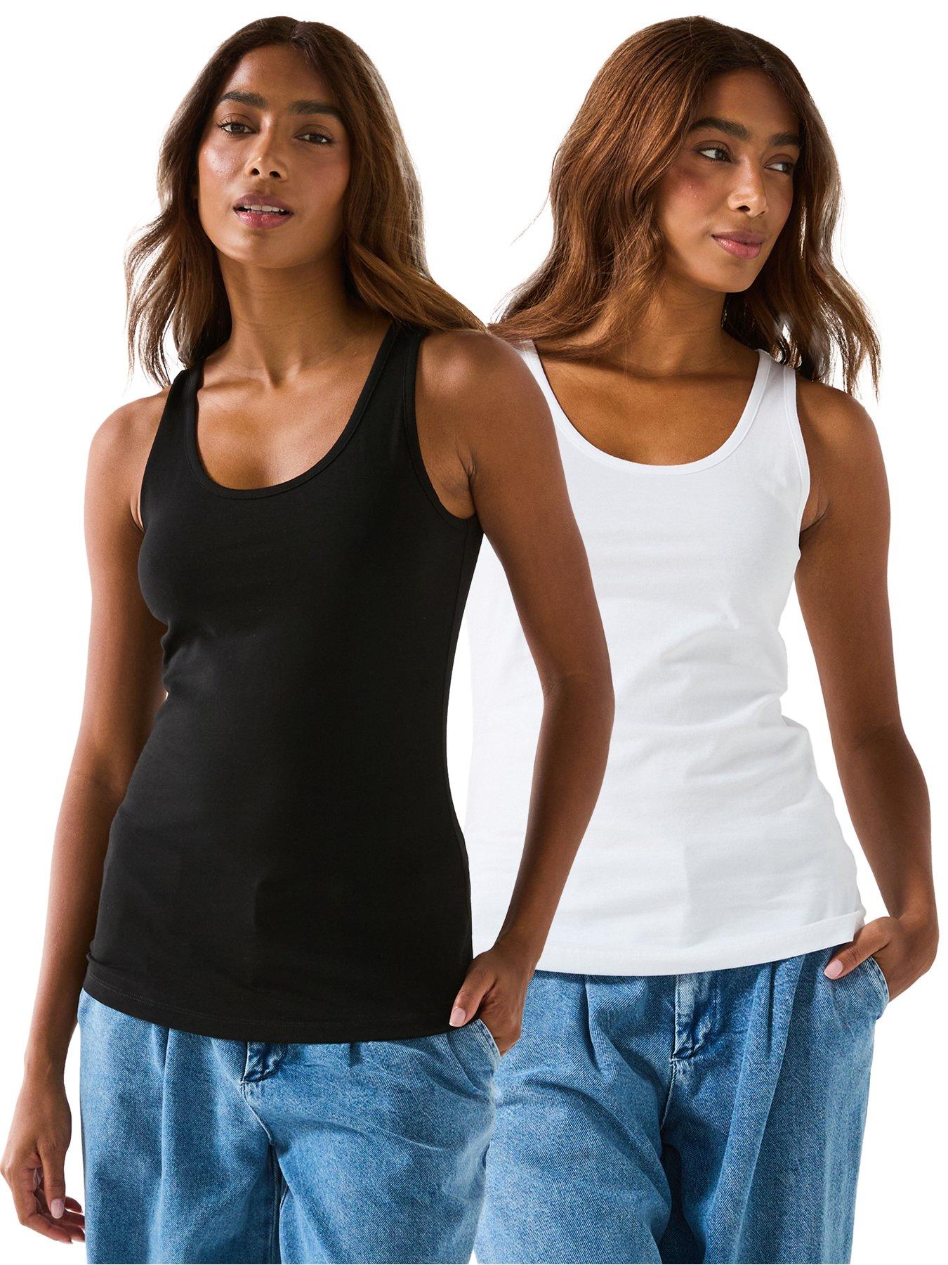  image of v-by-very-2-pack-essential-scoop-neck-vest-black
