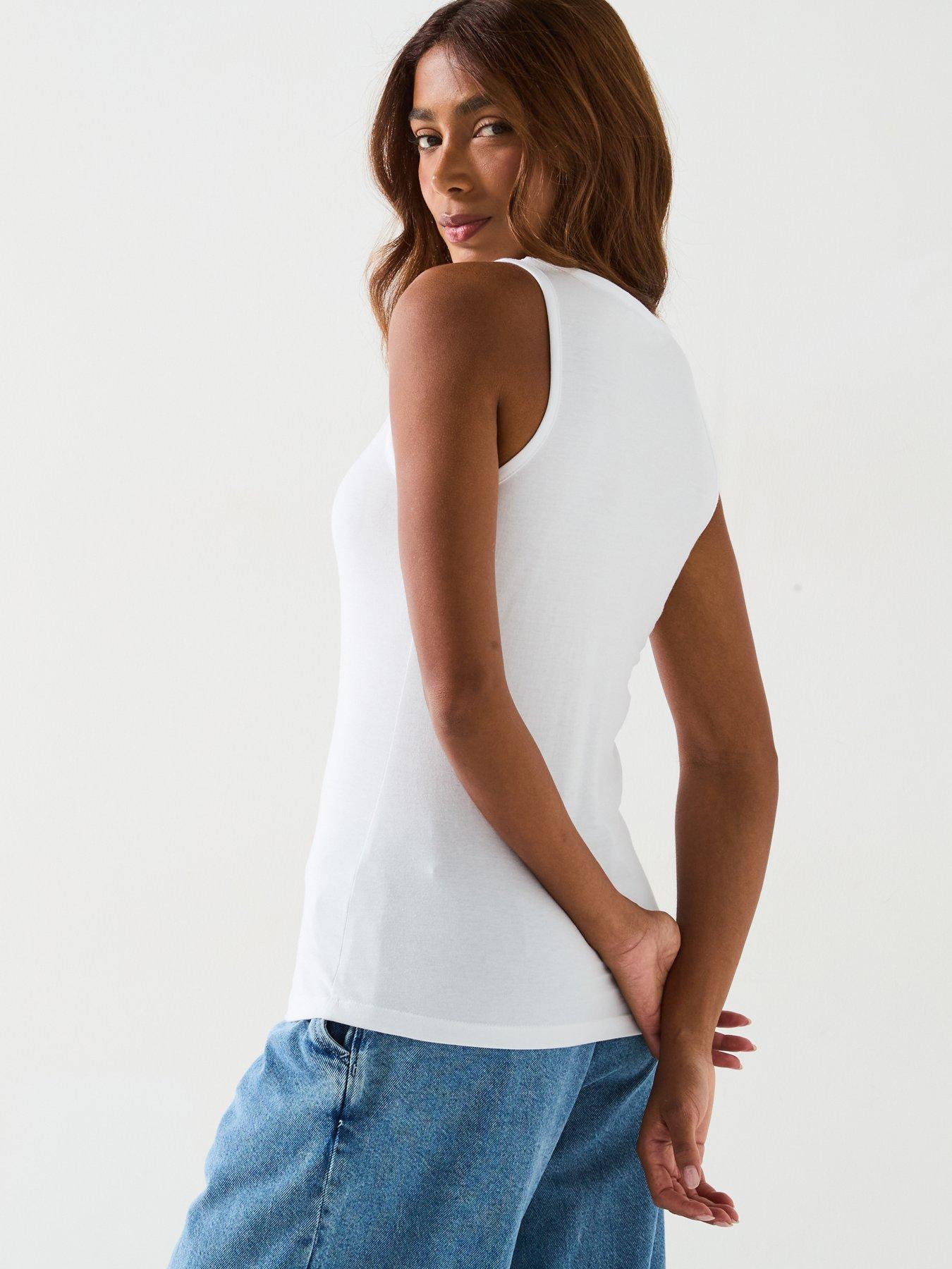  image of v-by-very-2-pack-essential-scoop-neck-vest-black