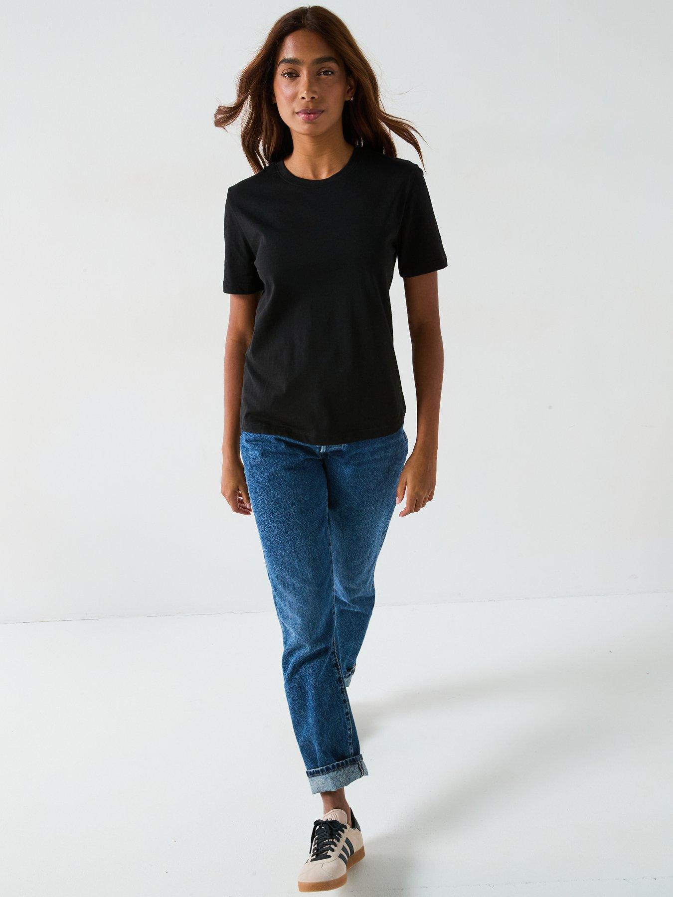  image of v-by-very-the-essential-crew-neck-t-shirt-black