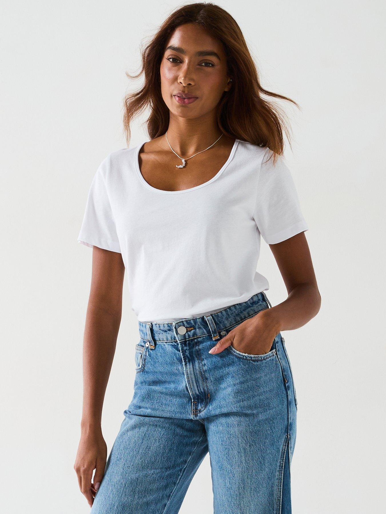  image of v-by-very-2-pack-essential-scoop-neck-t-shirt-black