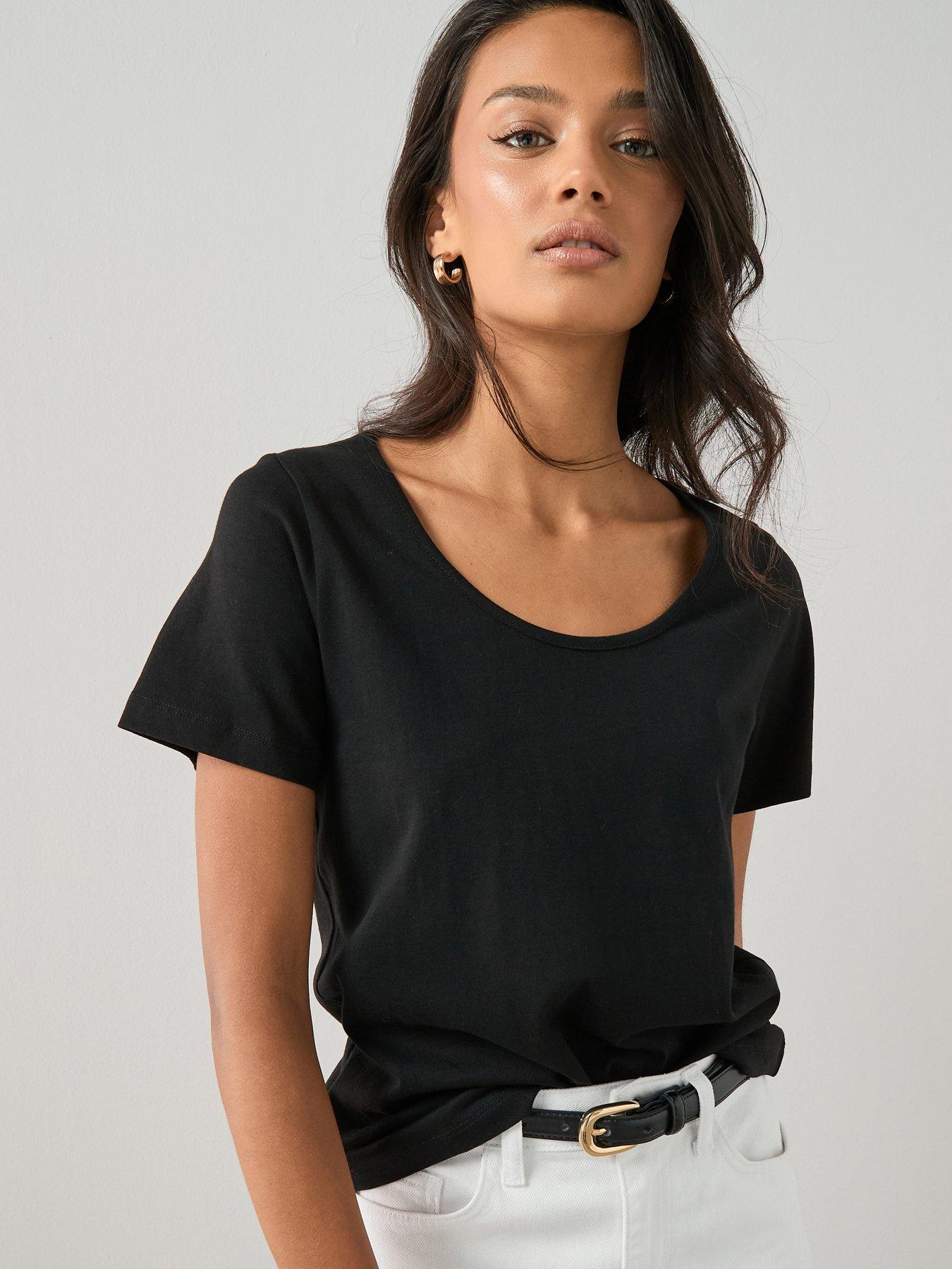 stillFront image of the-very-collection-2-pack-scoop-neck-t-shirt-black