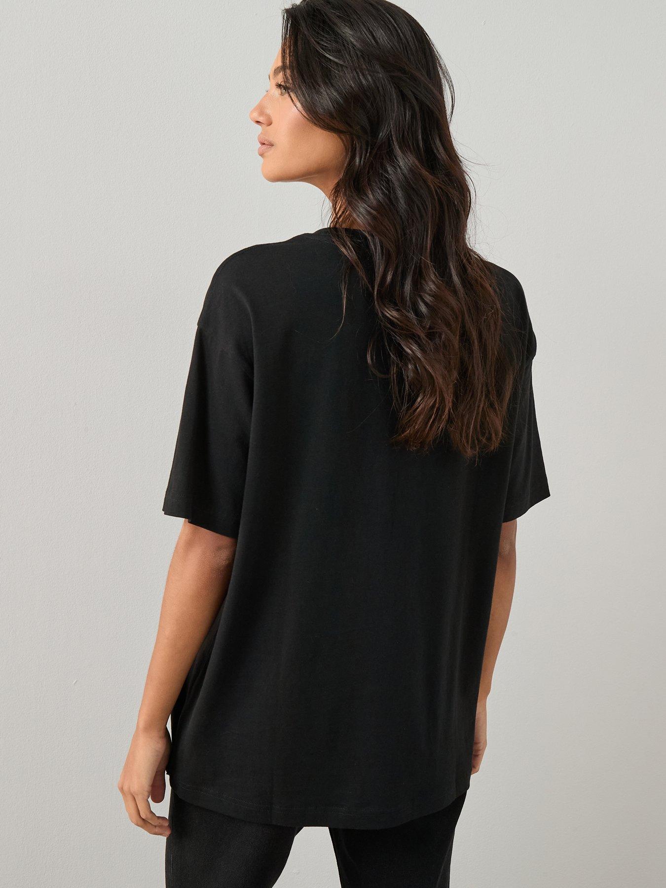 Image 2 of 7 of The Very Collection Womens Oversized Crew Neck T-Shirt - Black