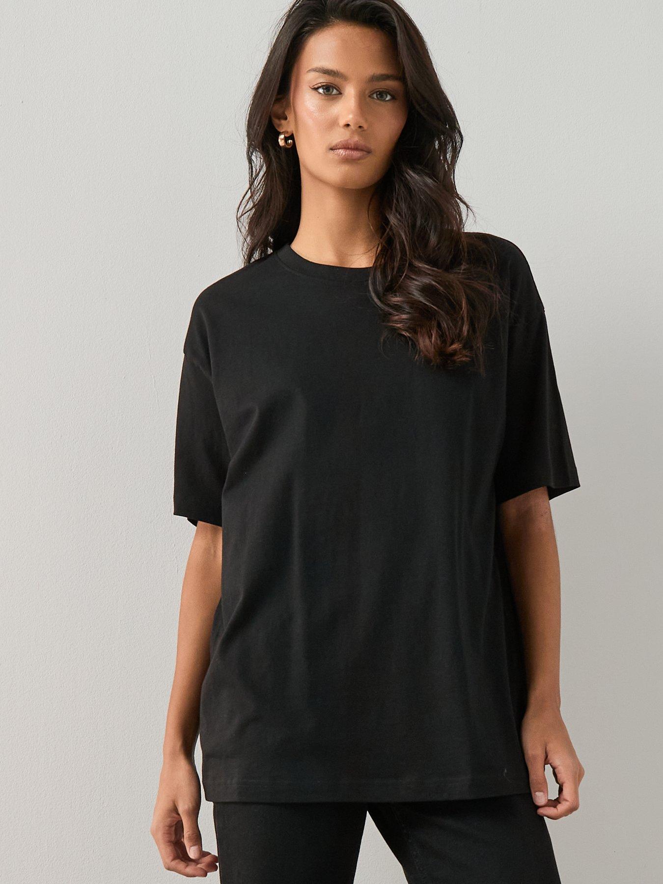 Image 5 of 7 of The Very Collection Womens Oversized Crew Neck T-Shirt - Black