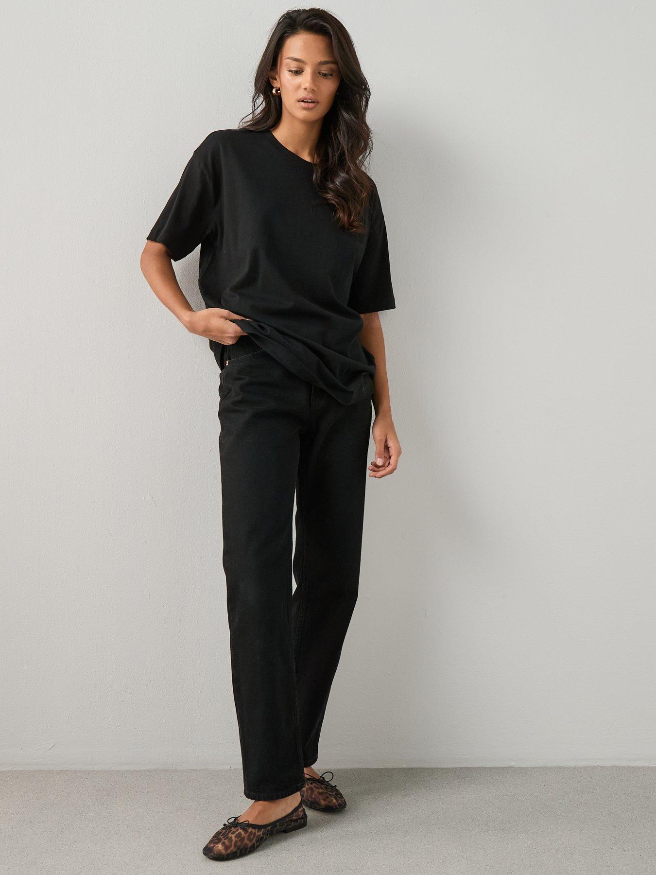 Image 6 of 7 of The Very Collection Womens Oversized Crew Neck T-Shirt - Black