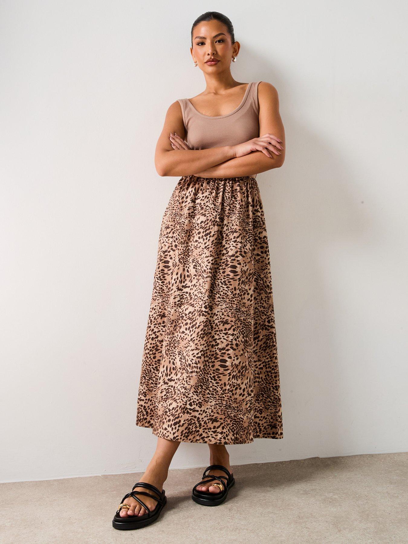  image of v-by-very-animal-woven-mix-dress-print