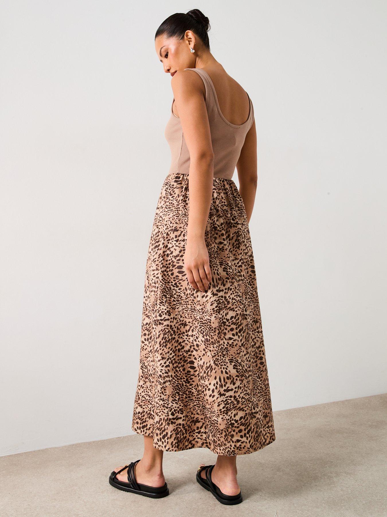  image of v-by-very-animal-woven-mix-dress-print