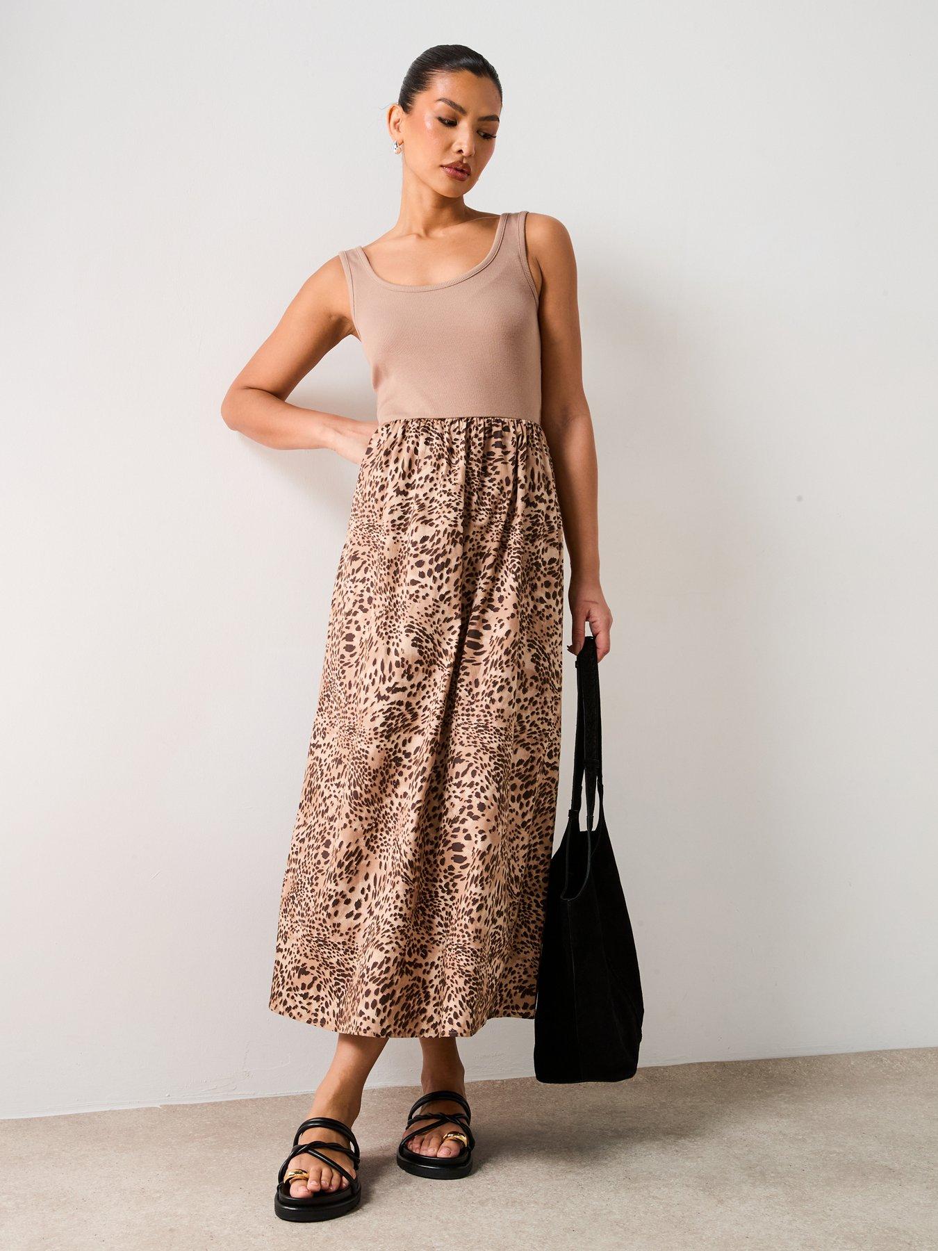 image of v-by-very-animal-woven-mix-dress-print