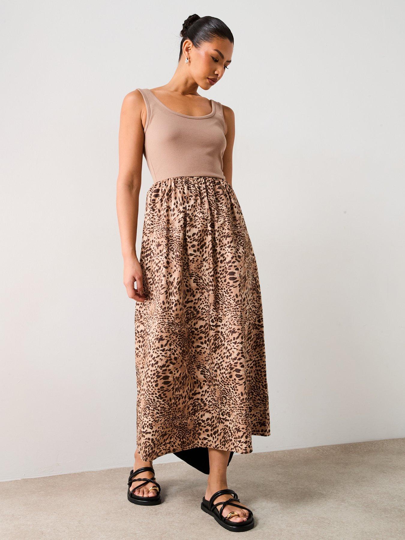  image of v-by-very-animal-woven-mix-dress-print