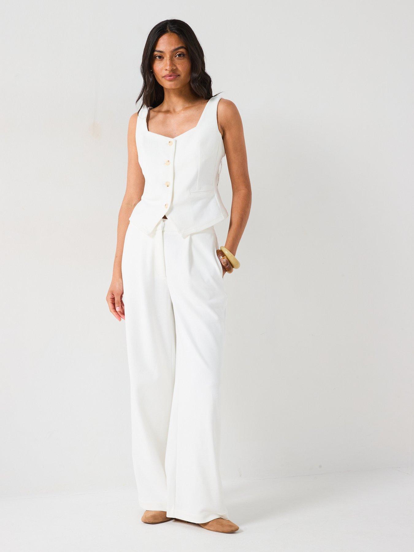  image of v-by-very-wide-leg-trousers-co-ord-white