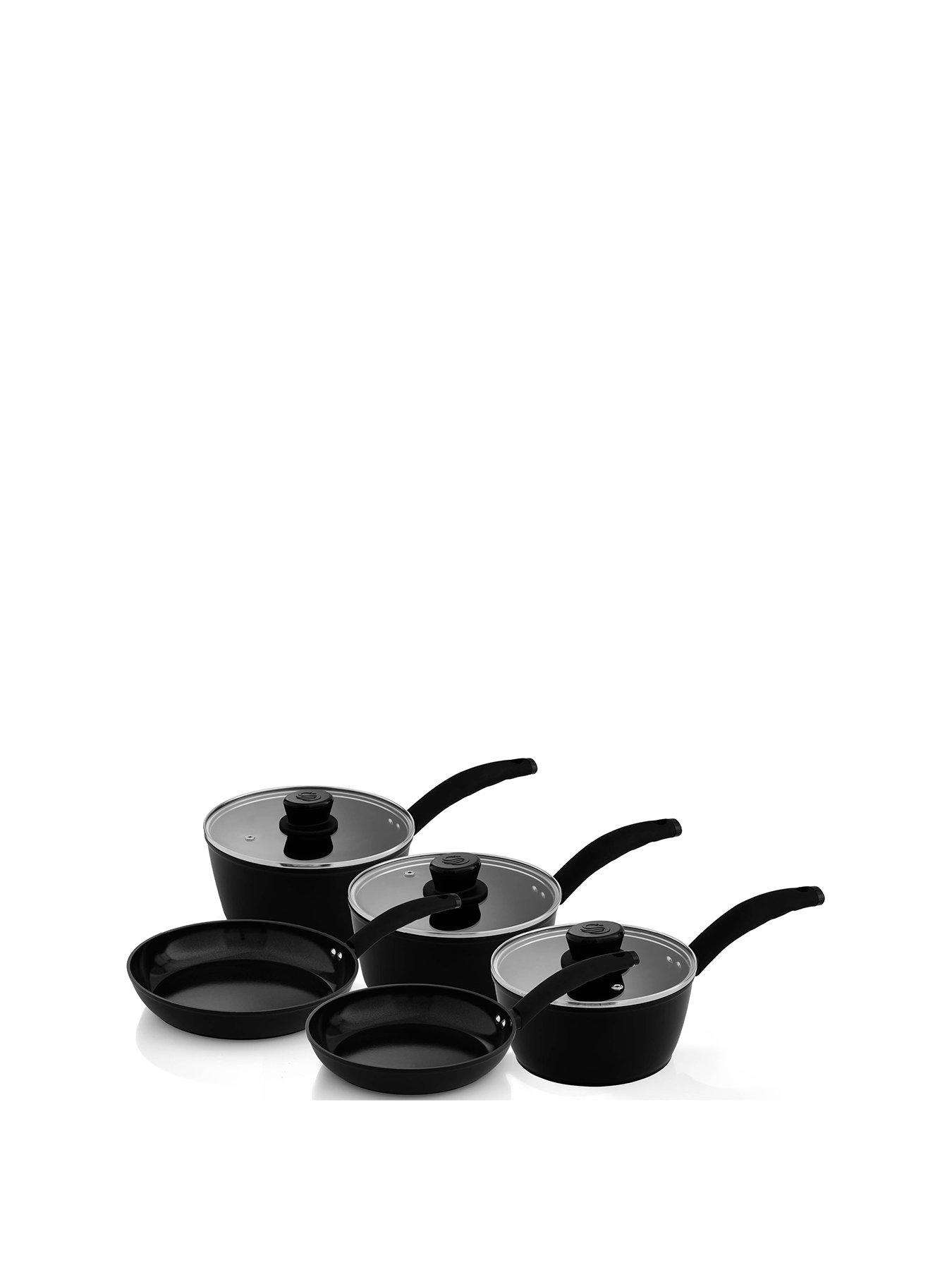 front image of swan-stealth-5-piece-cookware-set-with-superior-ceramic-coating-182022cm-saucepans-with-tempered-glass-lids-2024cm-frying-pans-induction-compatible-black