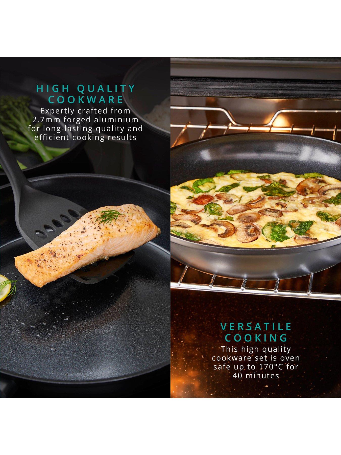  image of swan-stealth-5-piece-cookware-set-with-superior-ceramic-coating-182022cm-saucepans-with-tempered-glass-lids-2024cm-frying-pans-induction-compatible-black