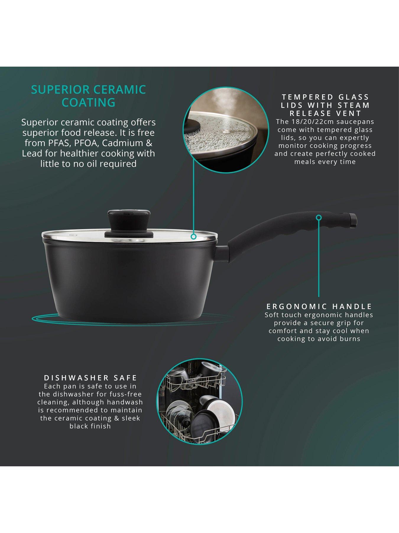  image of swan-stealth-5-piece-cookware-set-with-superior-ceramic-coating-182022cm-saucepans-with-tempered-glass-lids-2024cm-frying-pans-induction-compatible-black