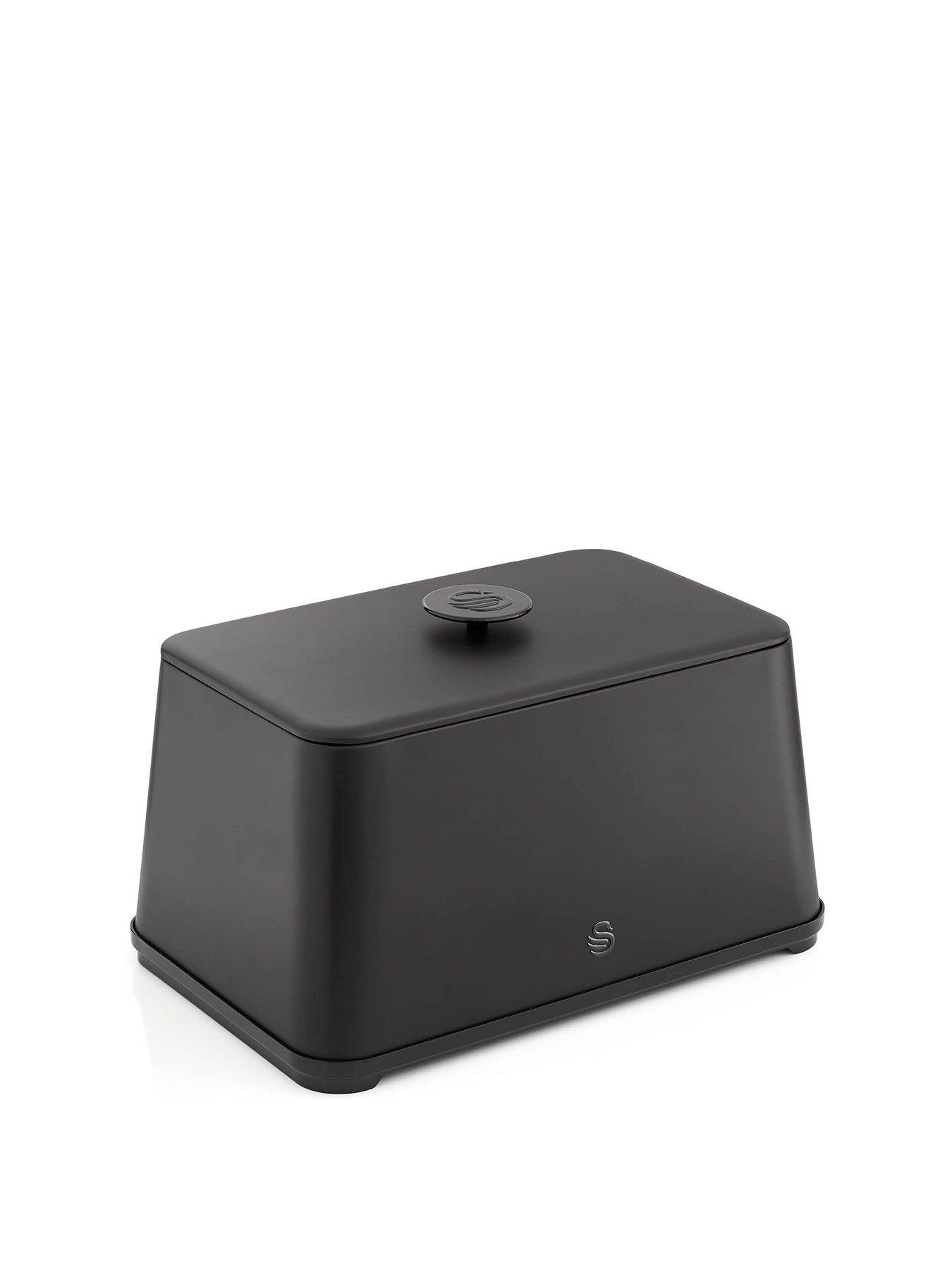 Swan Stealth Bread Bin, 16L Capacity, Simple Pull Lid, Black