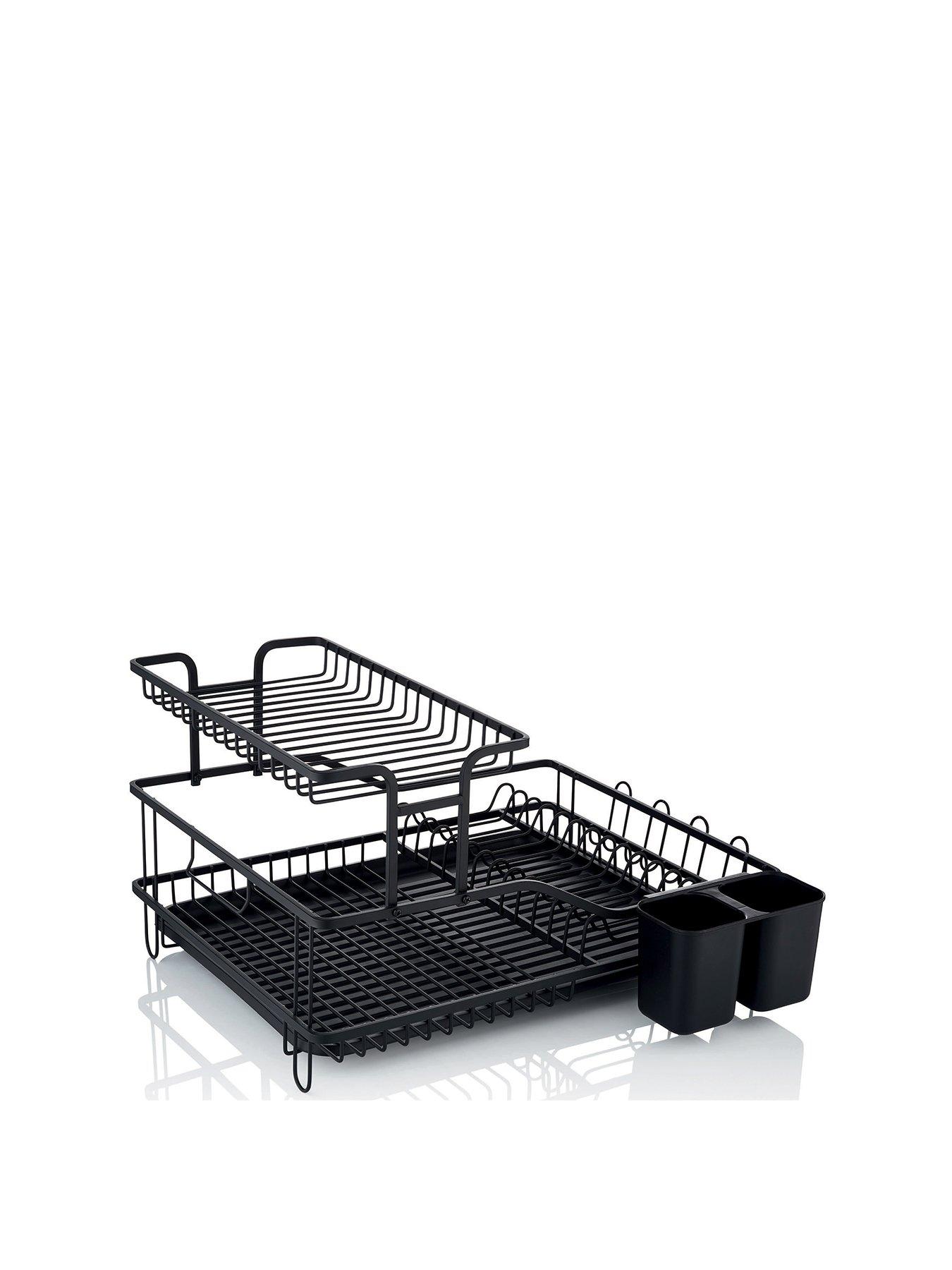 undefined Stealth 15 Plate Dish Rack, 2 Tier, Matte Black with removeable Drip Tray and Cutlery Basket