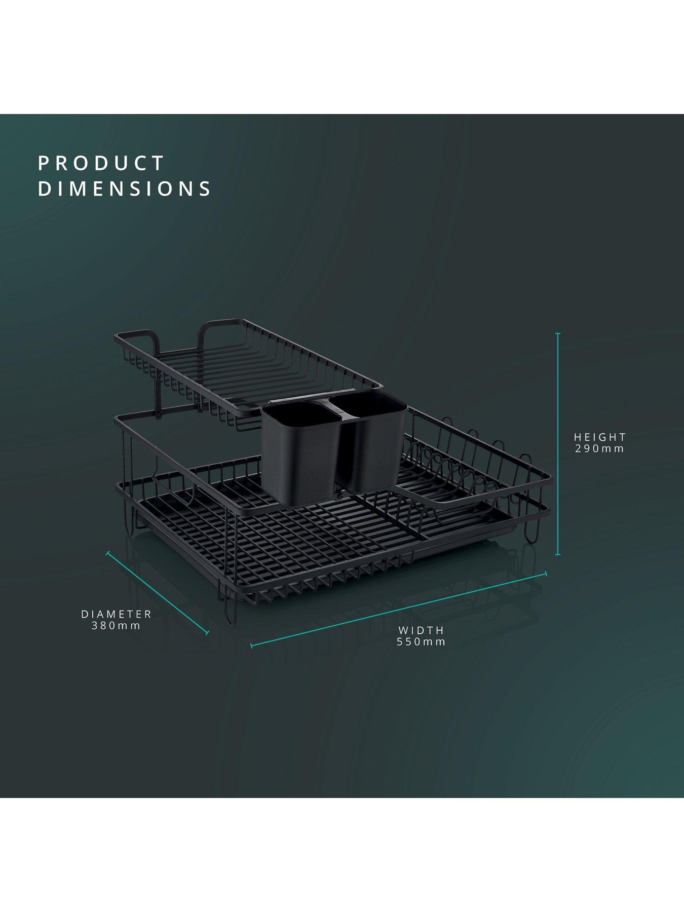 Swan Stealth 15 Plate Dish Rack, 2 Tier, Matte Black with removeable ...