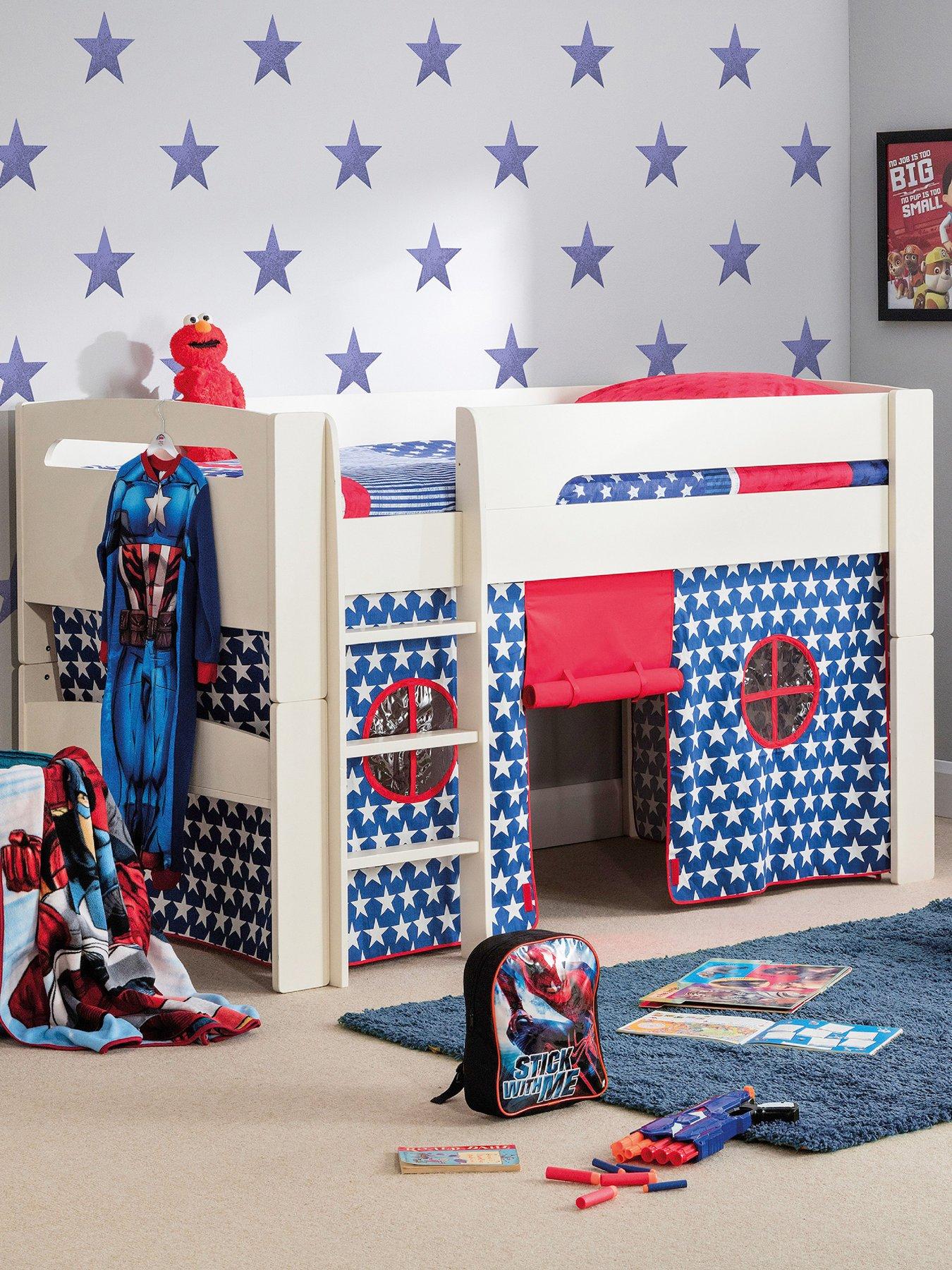 Julian Bowen Nova White Midsleeper Bed with Blue Star Tent