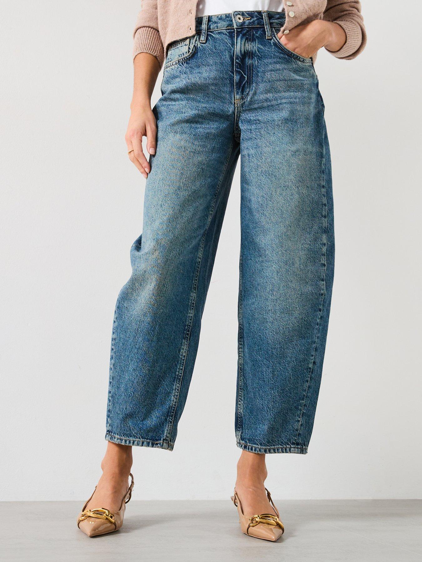  image of river-island-seamed-barrel-cameron-jeans-blue