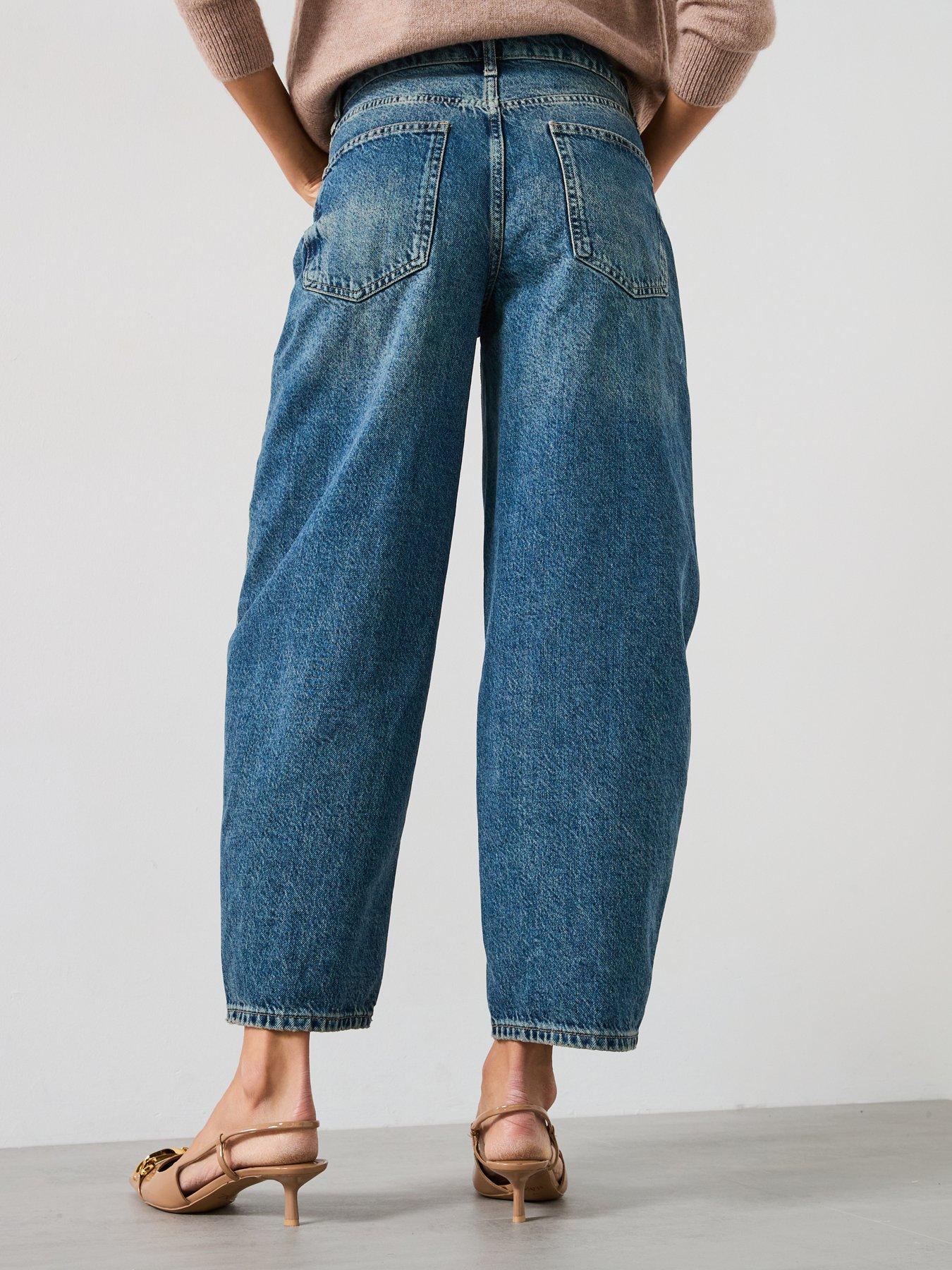  image of river-island-seamed-barrel-cameron-jeans-blue