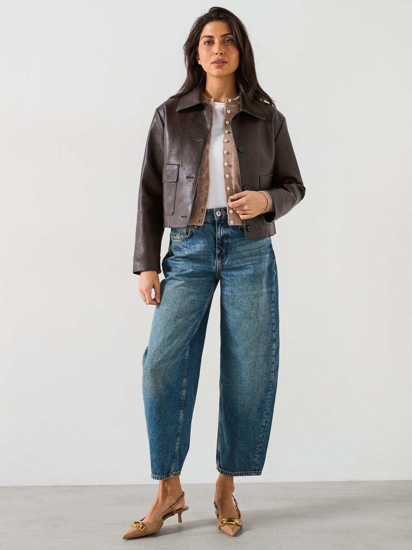  image of river-island-seamed-barrel-cameron-jeans-blue