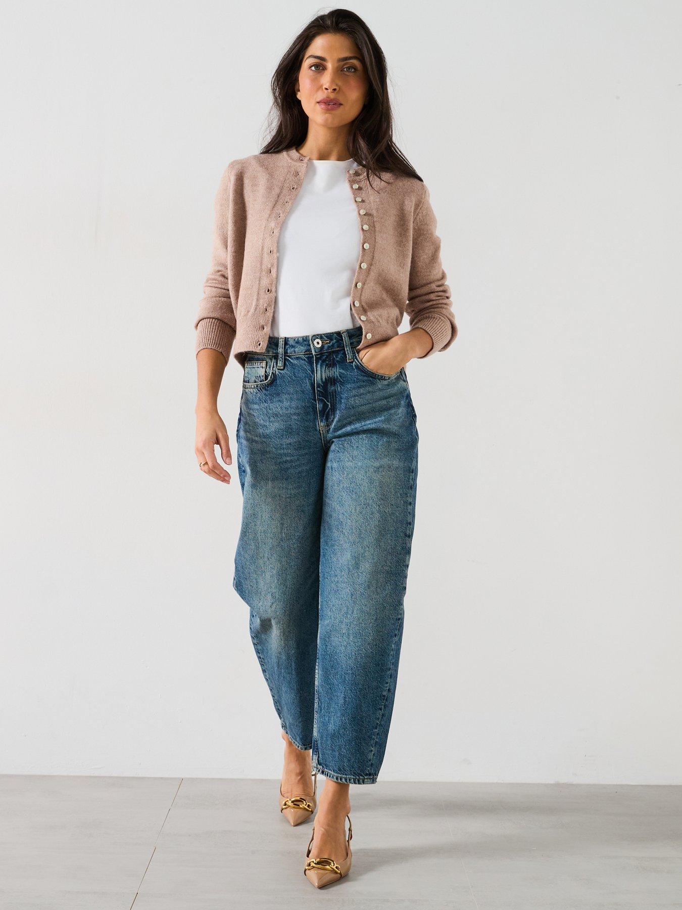  image of river-island-seamed-barrel-cameron-jeans-blue