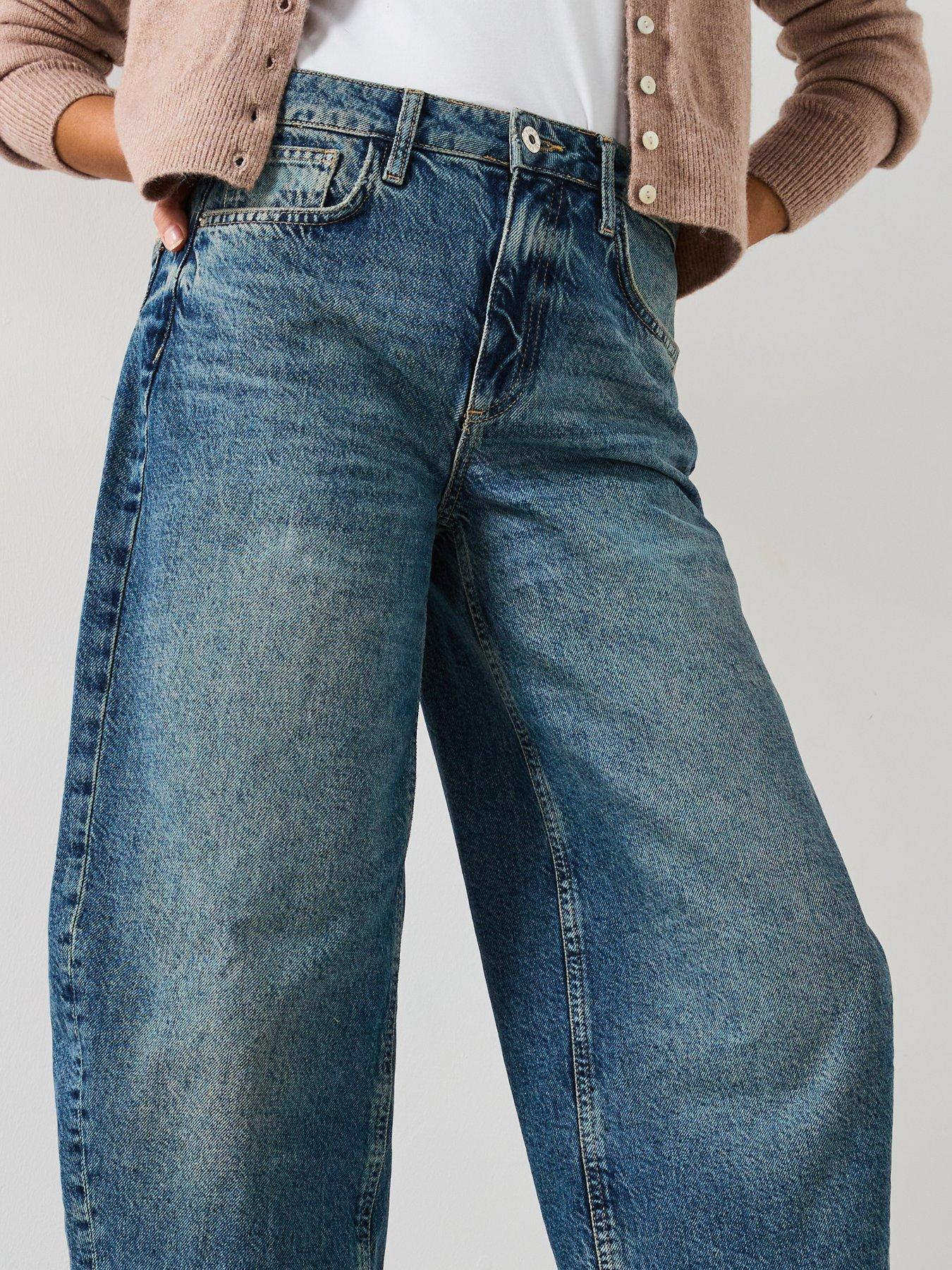  image of river-island-seamed-barrel-cameron-jeans-blue