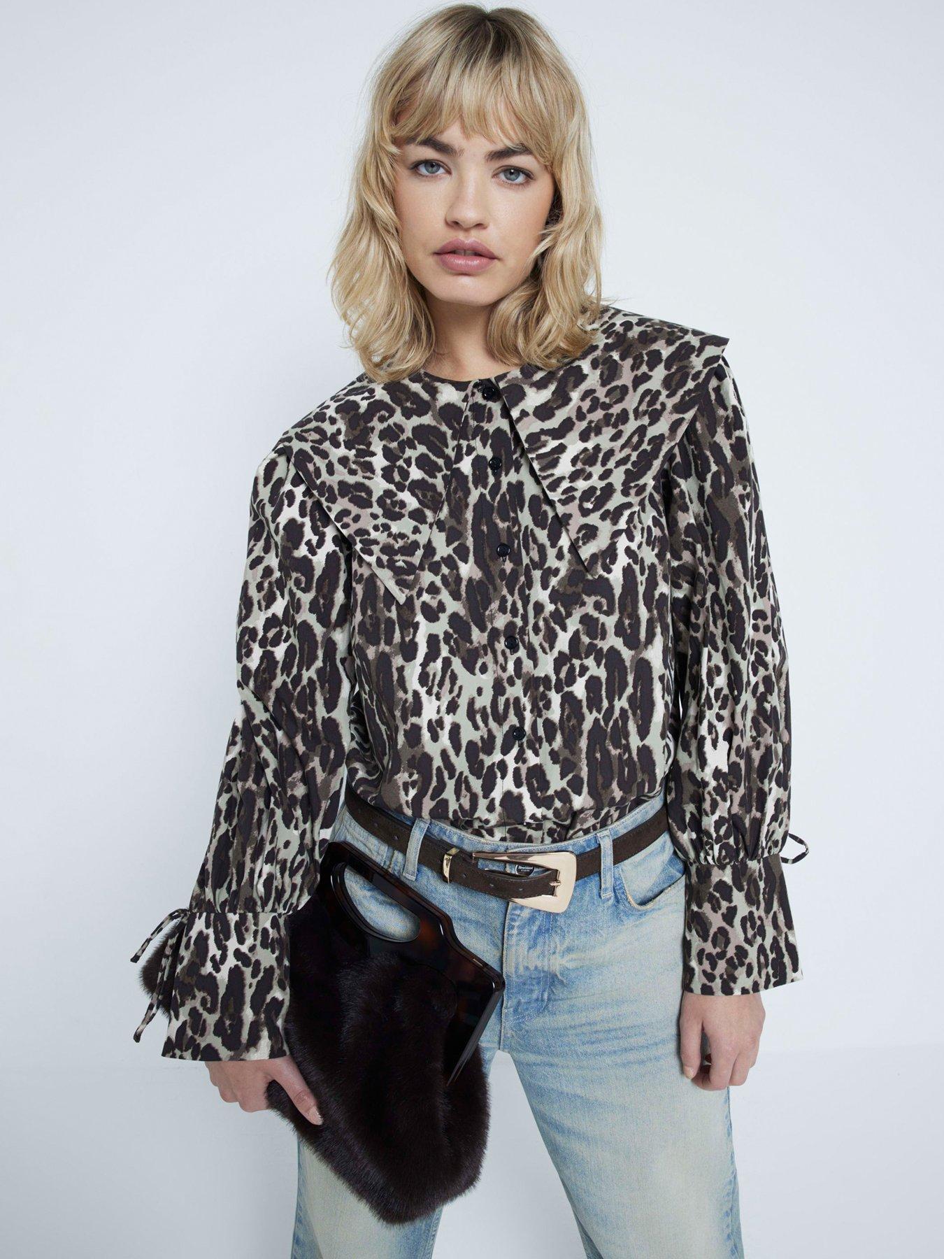 undefined Large Collar Blouse - Brown