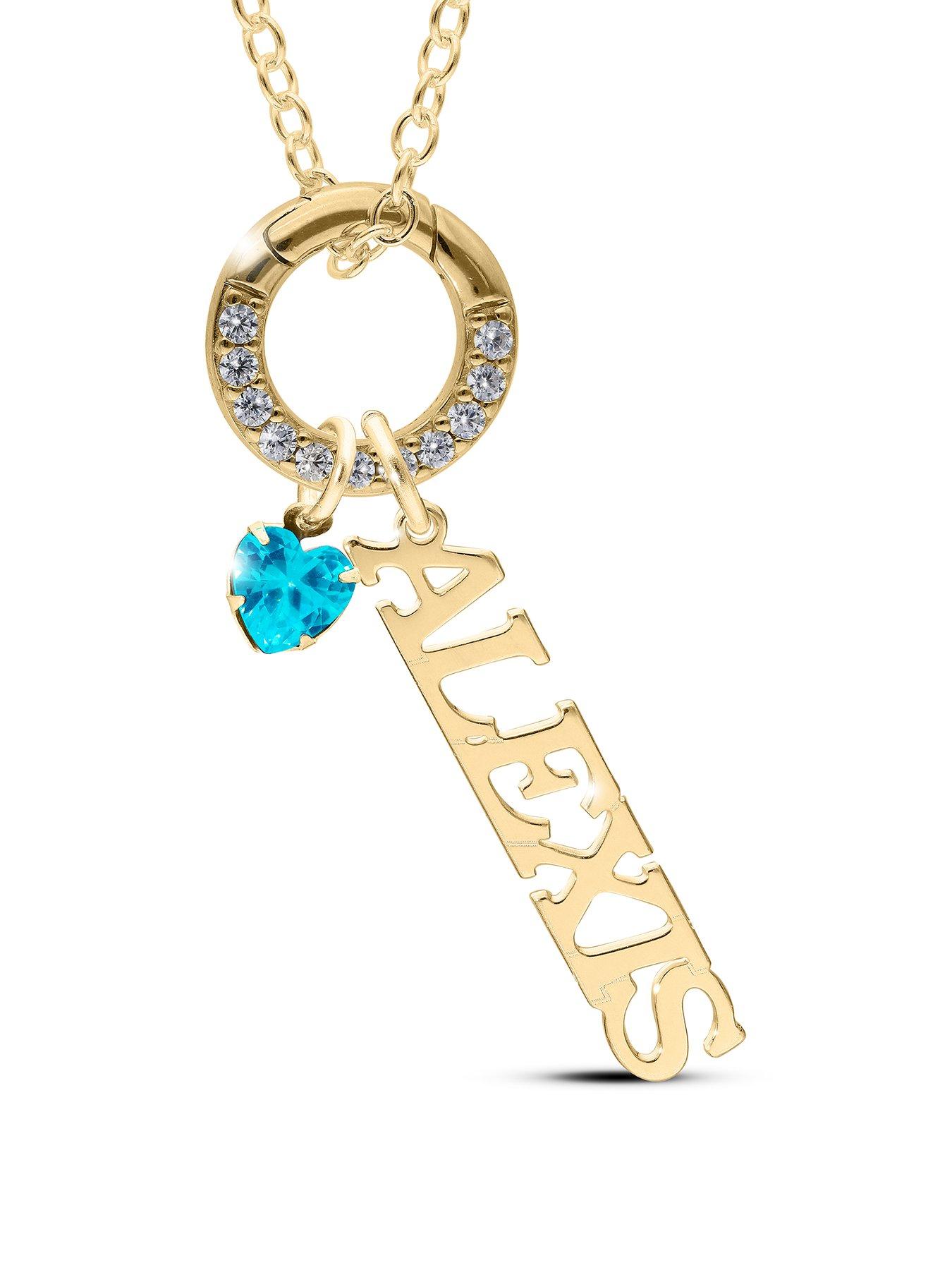undefined Personalised GP Sterling Silver name and birthstone charm pendant