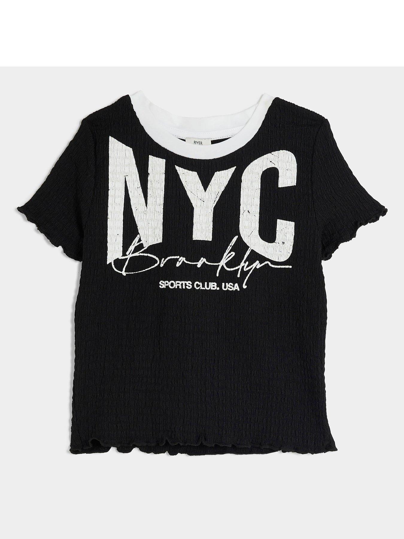 undefined Older Girl Textured Graphic Print T-Shirt - Black