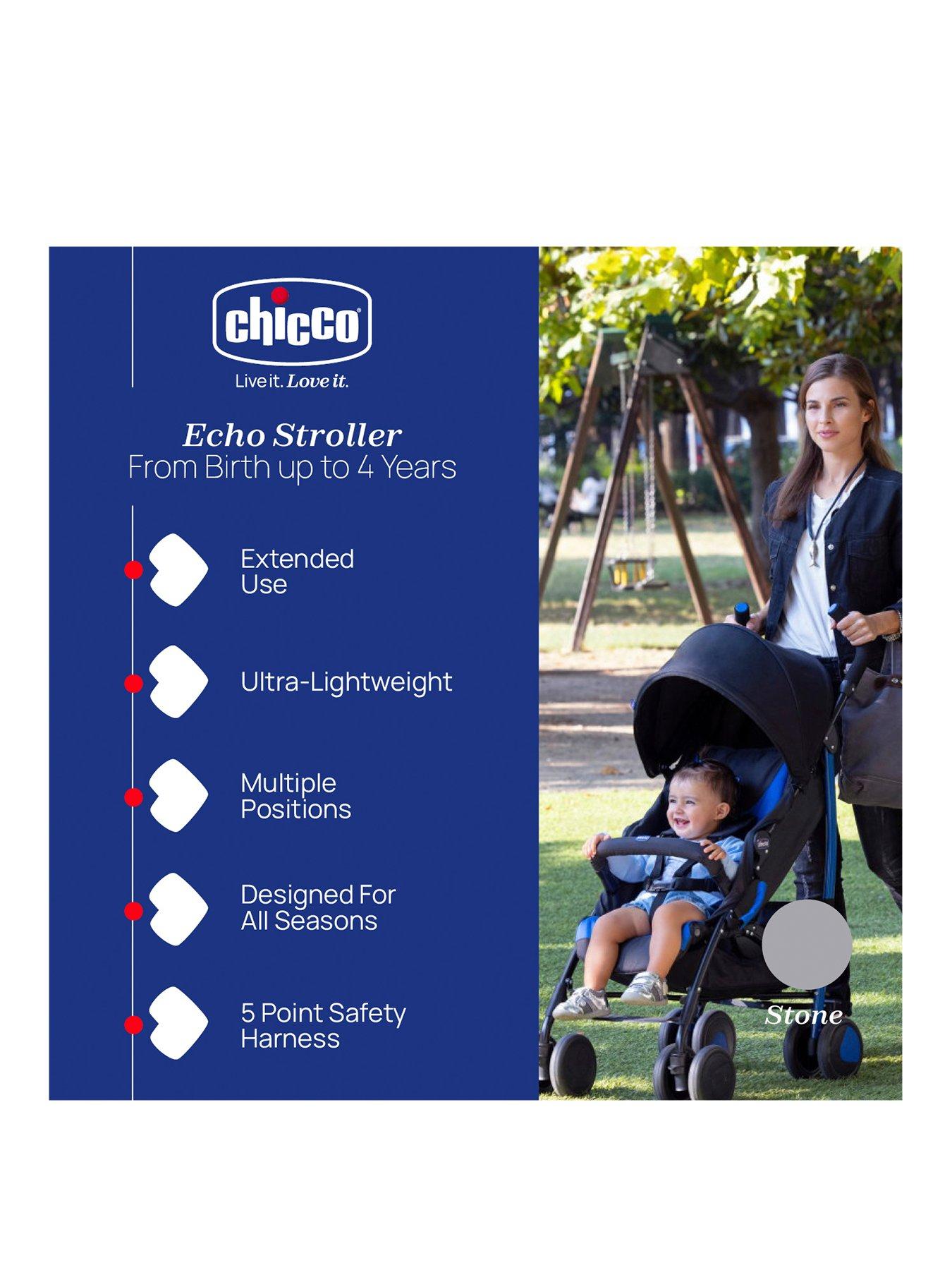  image of chicco-echo-complete-pushchair-stone-with-bumperbar-comfort-kit-rain-cover