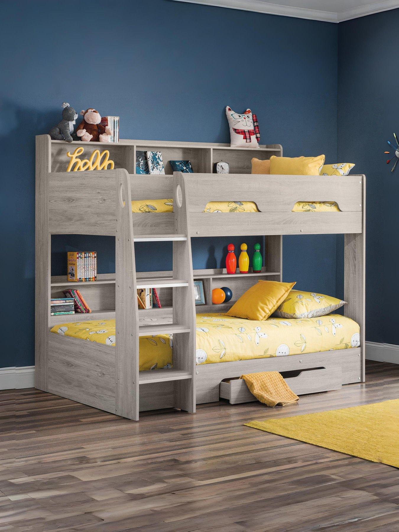 undefined Riley Bunk Bed with Spring Mattresses Option - Grey Oak