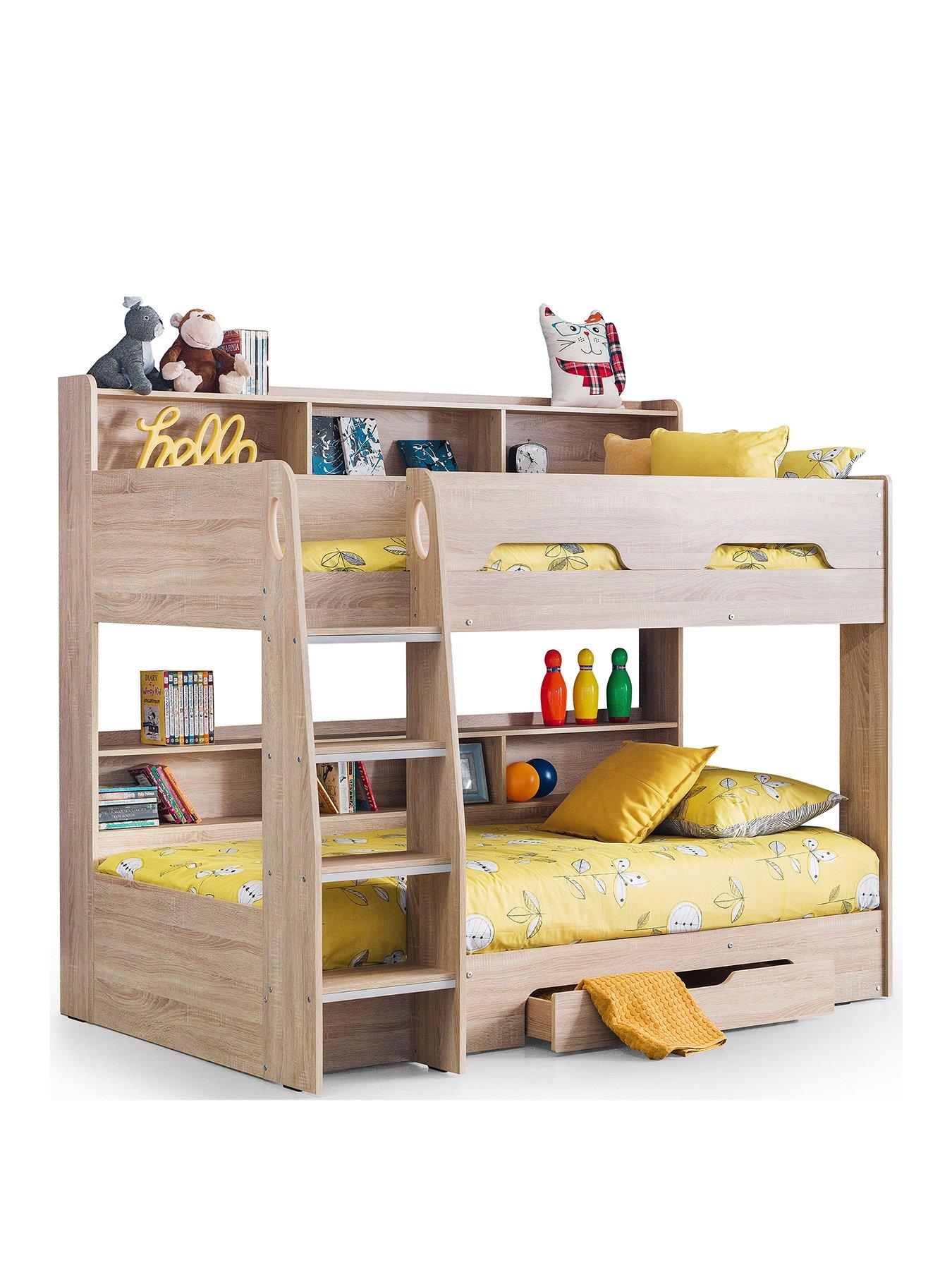  image of julian-bowen-riley-bunk-bed-with-spring-mattressesnbspoption-oak