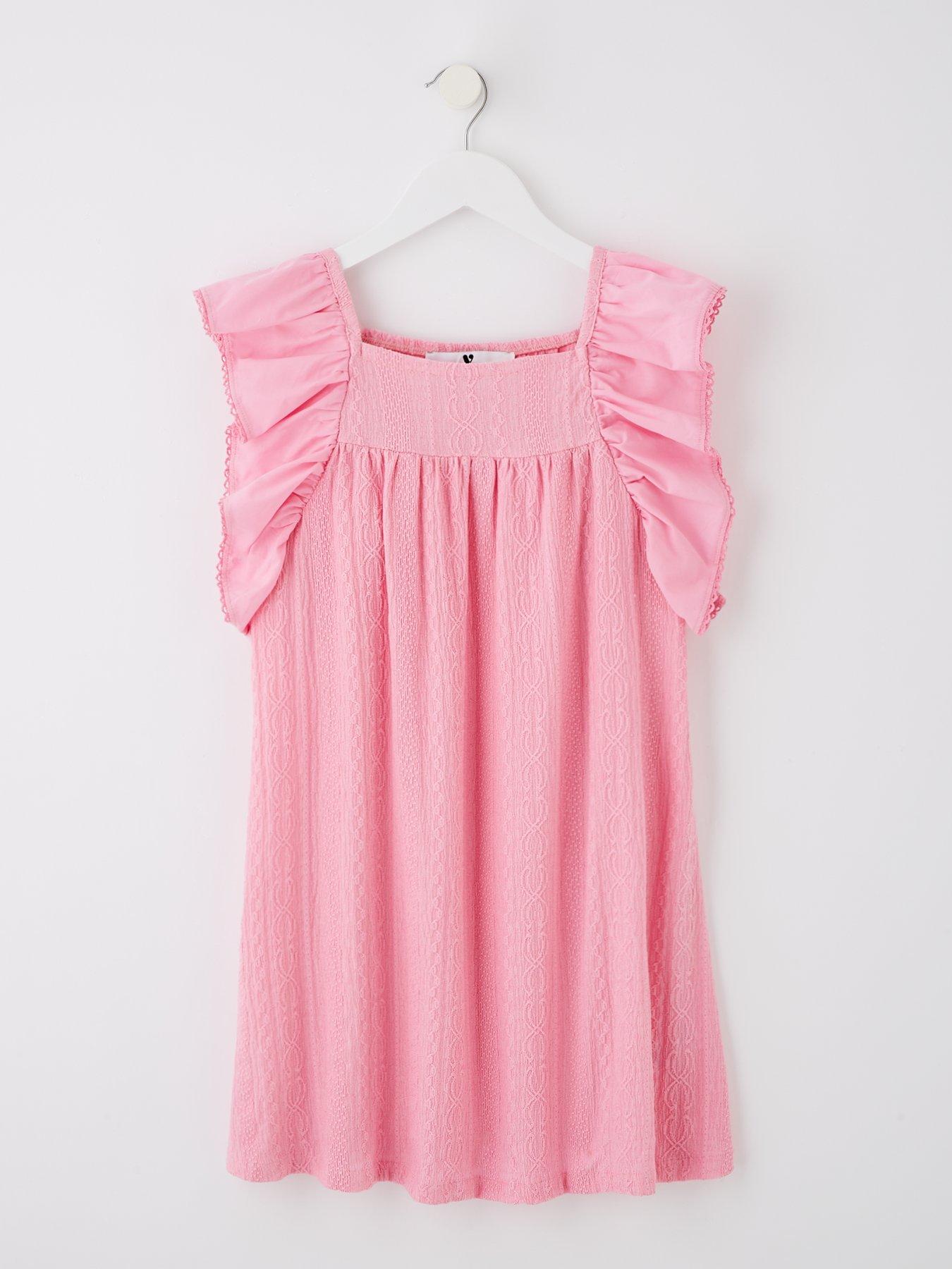 undefined Girls Frill Textured Dress - Multi