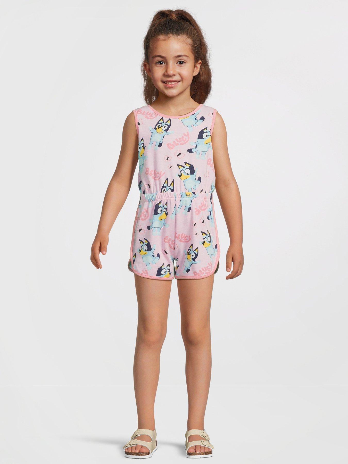 front image of bluey-girls-playsuit-pink